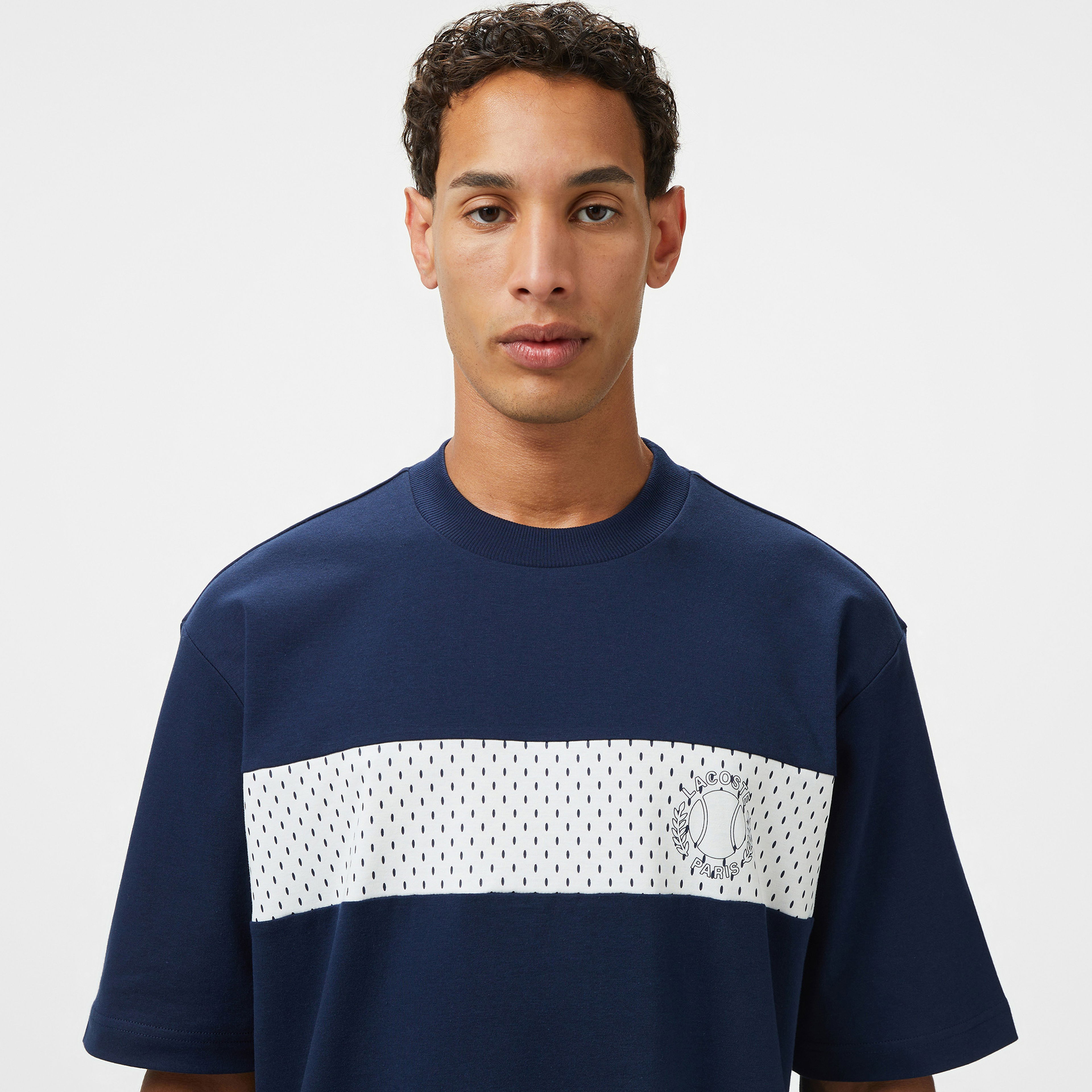 Lacoste Erkek Bisiklet Yaka Baskılı Lacivert T-Shirt
