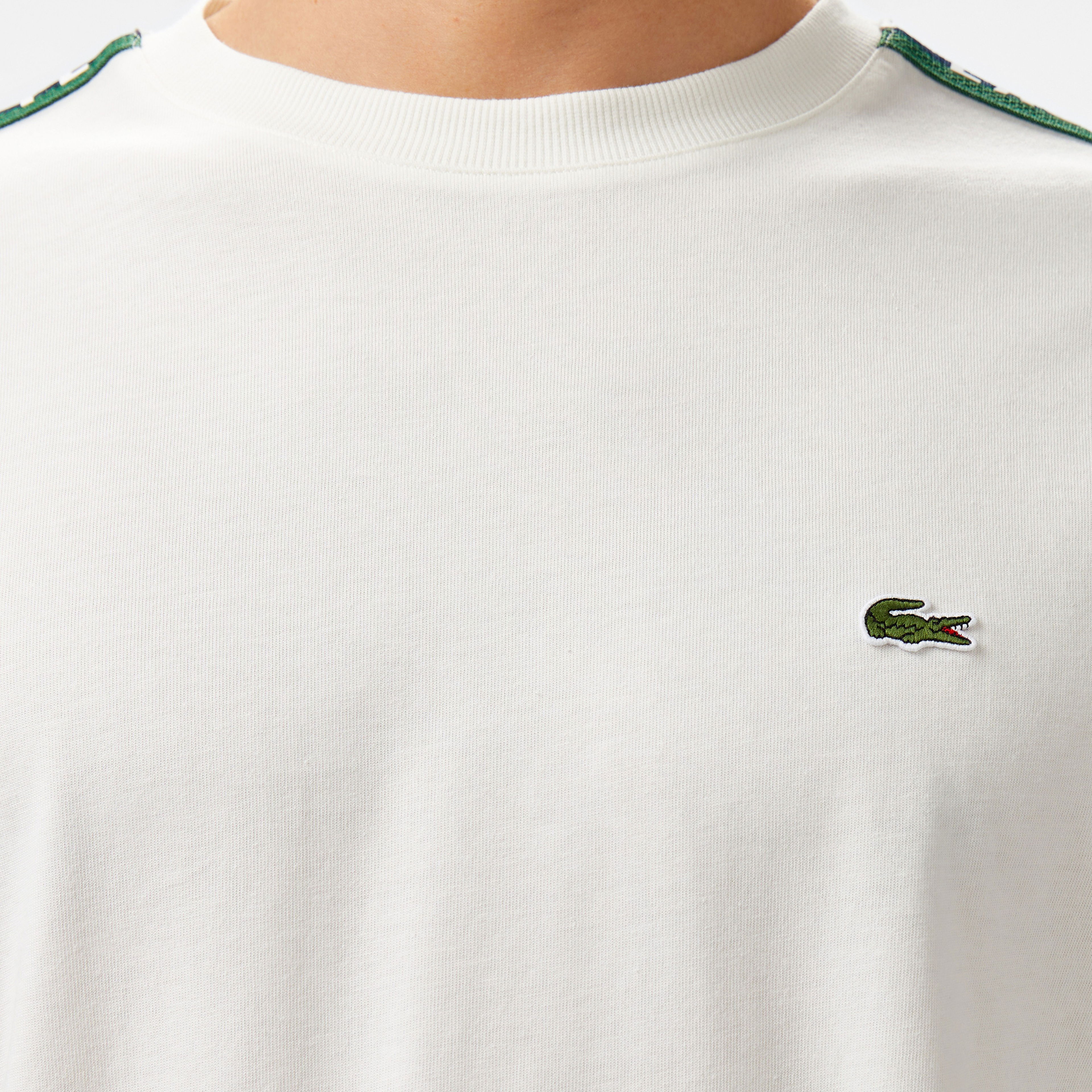 Lacoste Erkek Relaxed Fit Bisiklet Yaka Baskılı Beyaz T-Shirt