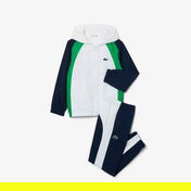 Lacoste Erkek Çocuk Kapüşonlu Renk Bloklu Beyaz Eşofman Takımı