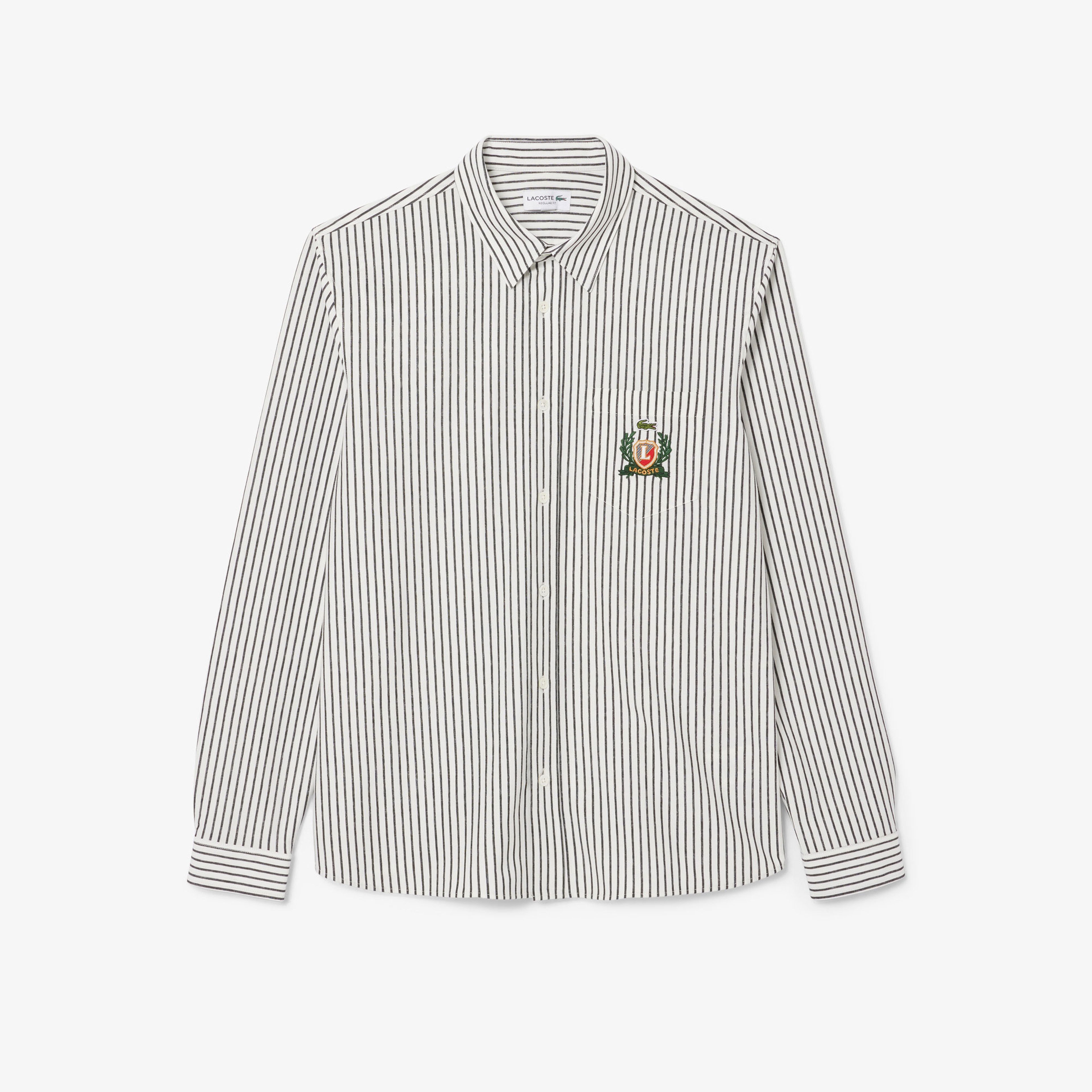 Lacoste Erkek Regular Fit Çizgili Beyaz Gömlek