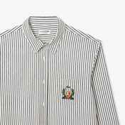 Lacoste Erkek Regular Fit Çizgili Beyaz Gömlek