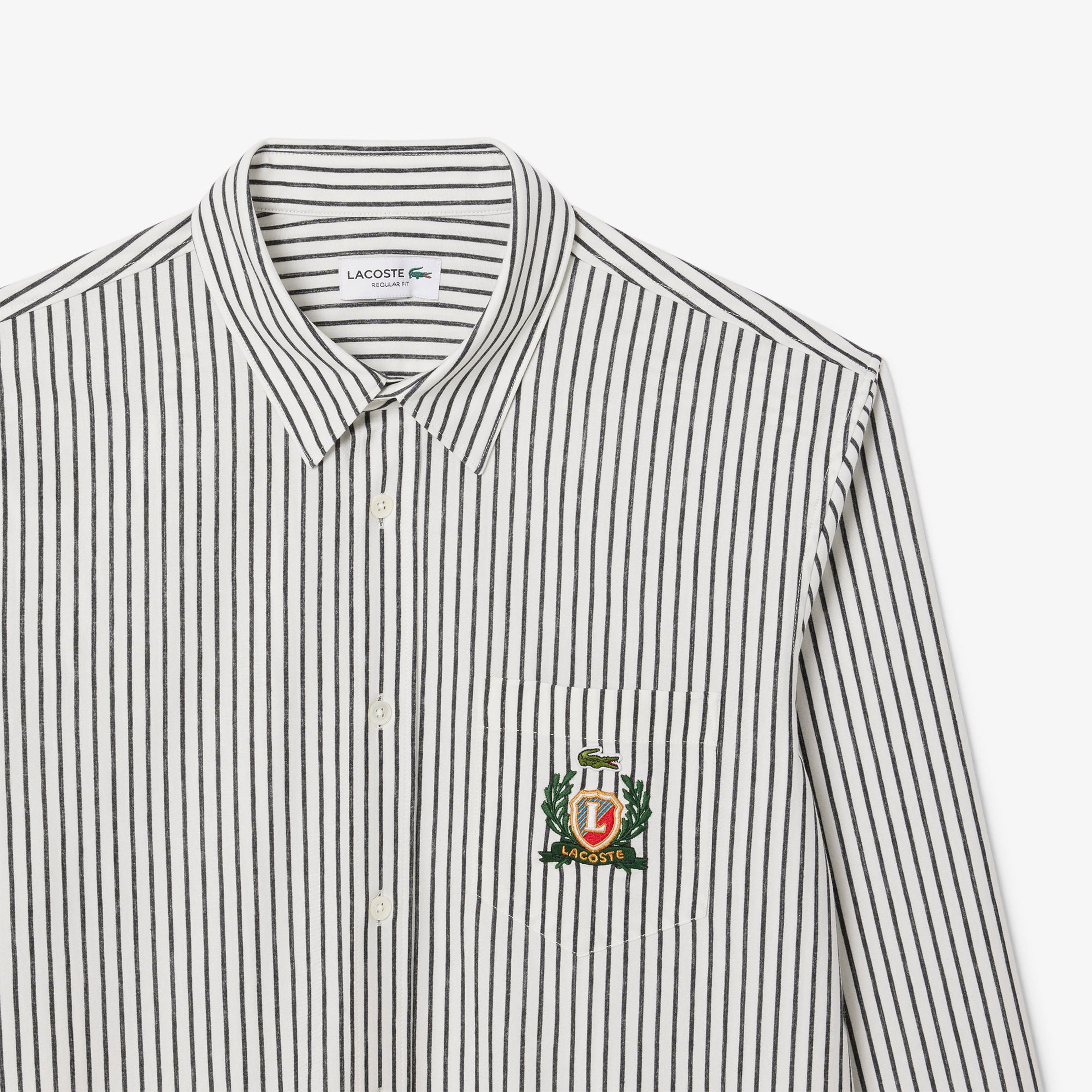 Lacoste Erkek Regular Fit Çizgili Beyaz Gömlek