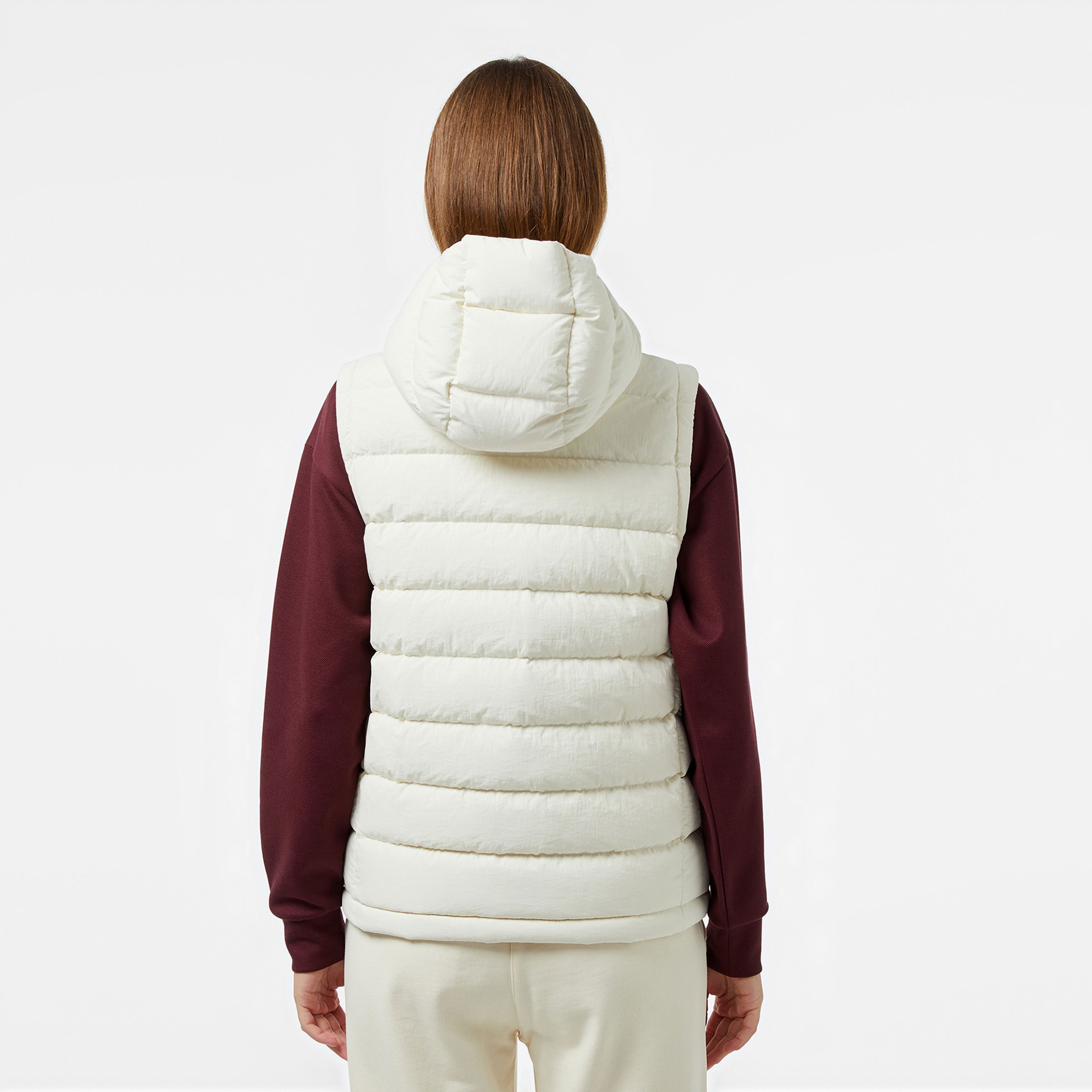 Lacoste Kadın Regular Fit Kapüşonlu Beyaz Mont