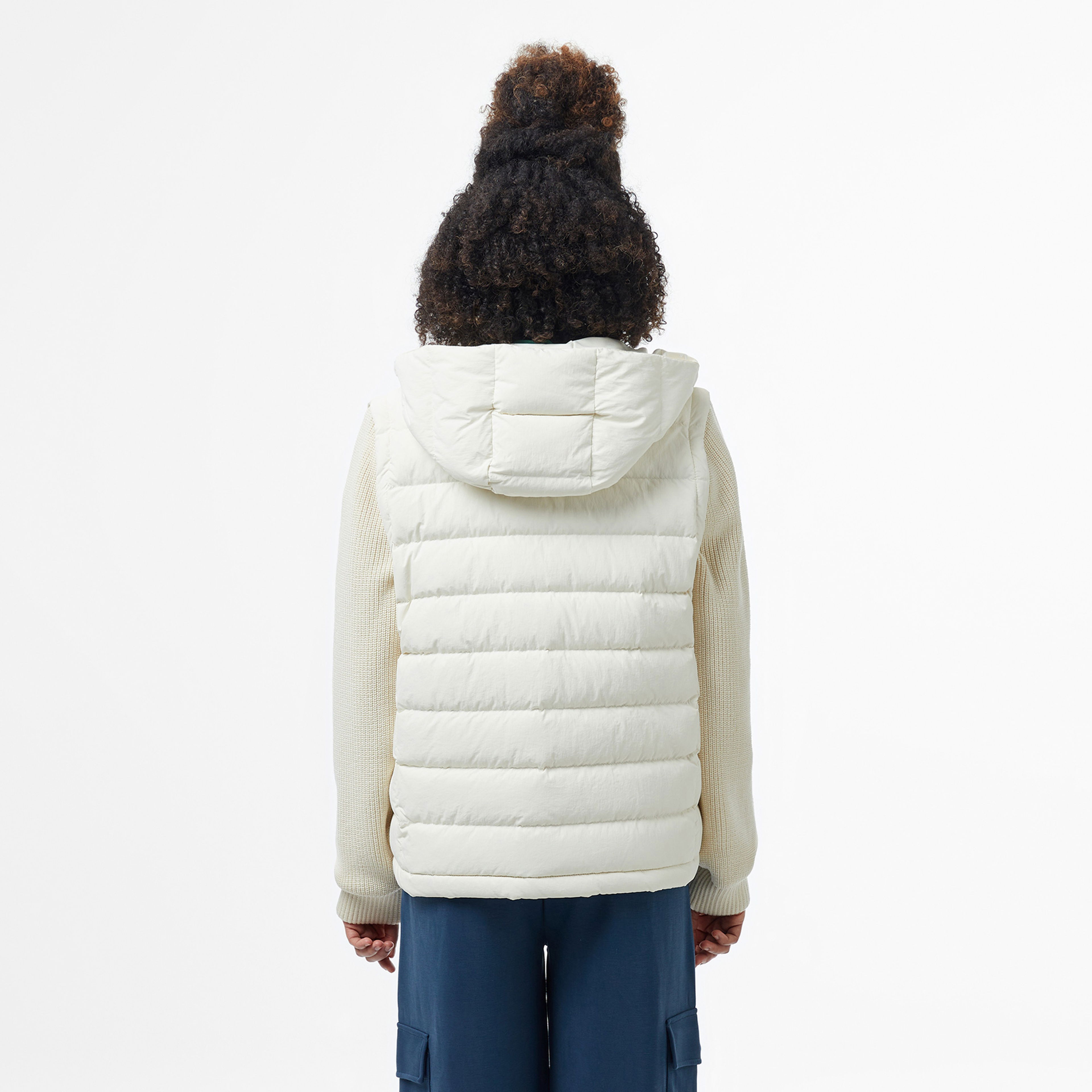 Lacoste Kadın Regular Fit Kapüşonlu Beyaz Mont