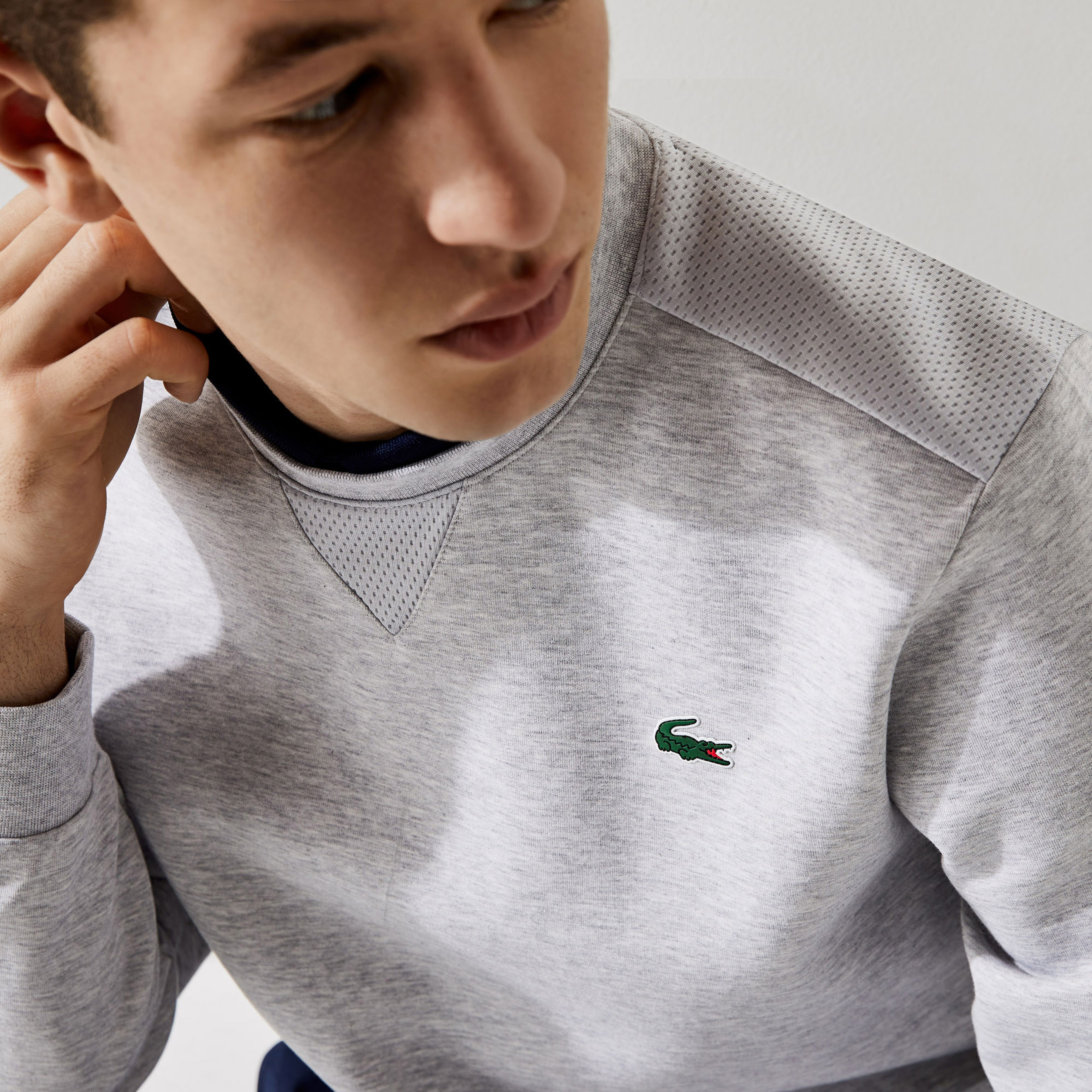 Lacoste Crew Neck Kanguru Cepli Erkek Siyah Sweatshirt