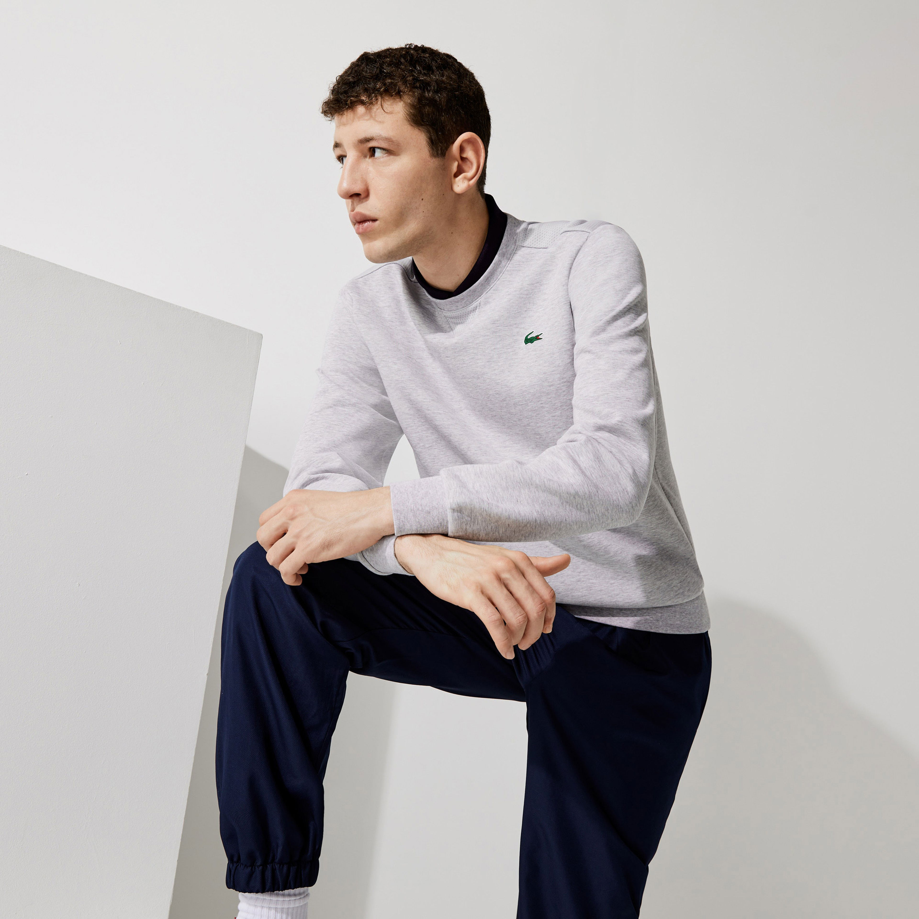 Lacoste Crew Neck Kanguru Cepli Erkek Siyah Sweatshirt