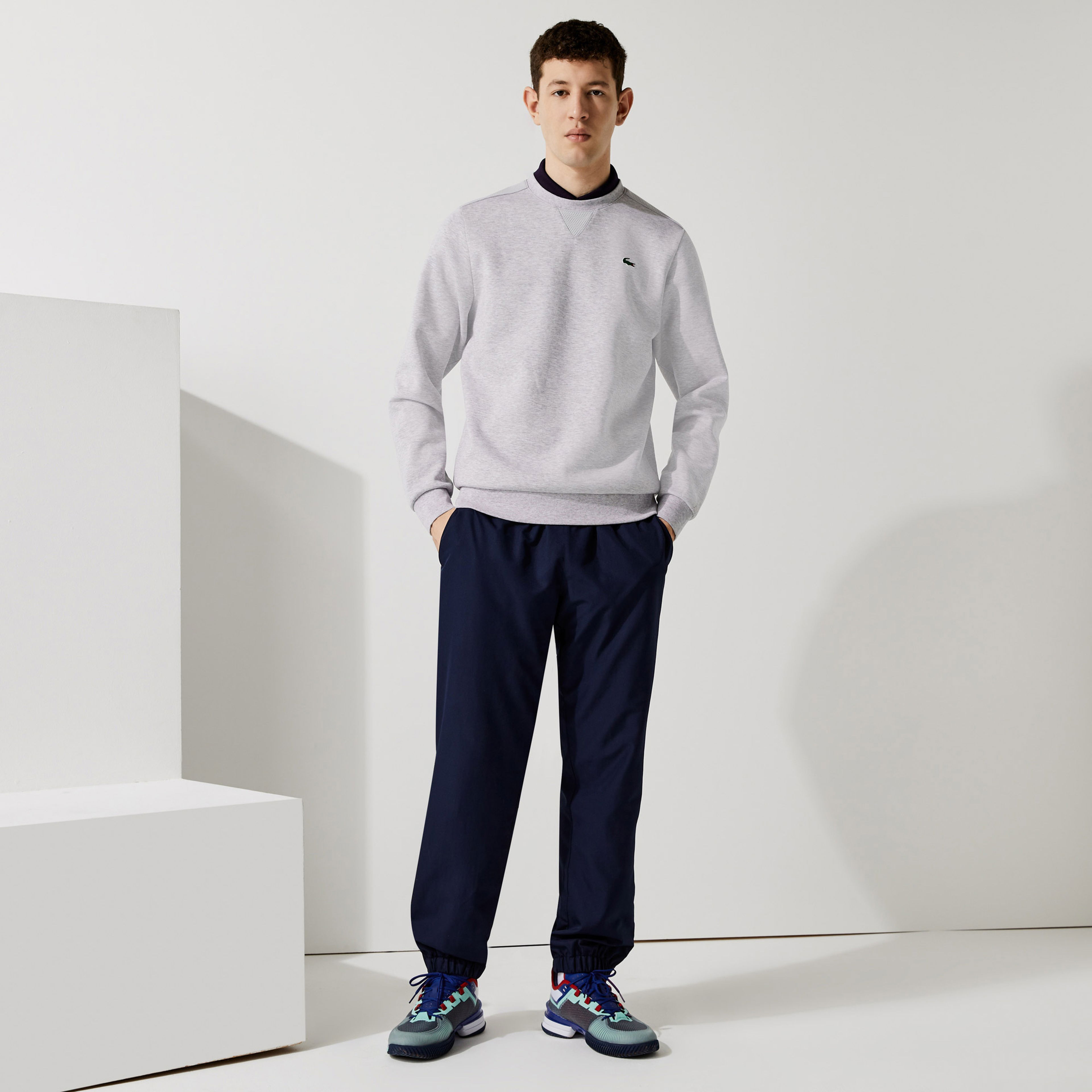 Lacoste Crew Neck Kanguru Cepli Erkek Siyah Sweatshirt