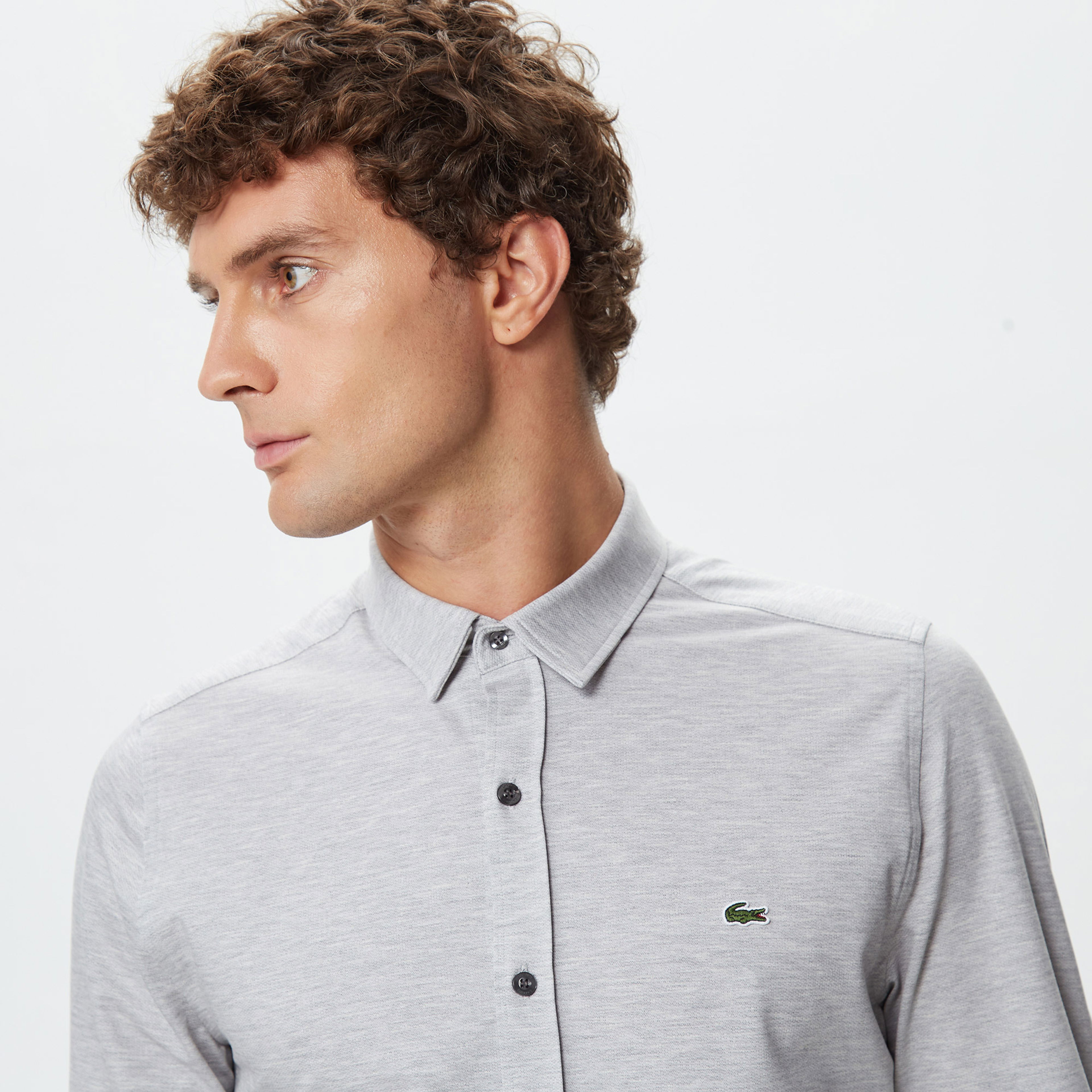 Lacoste Erkek Slim Fit Gri Gömlek