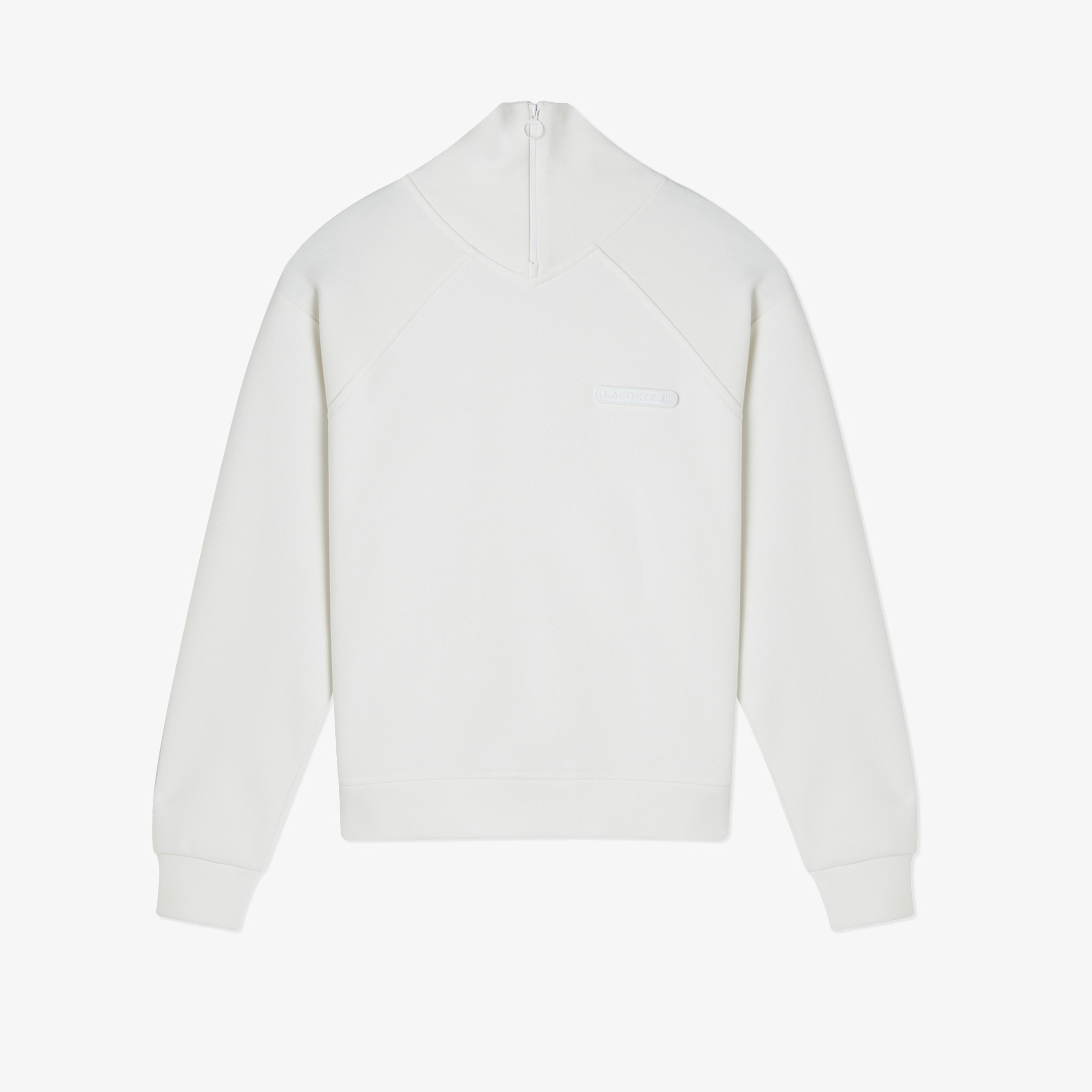 Lacoste Kadın Regular Fit Fermuarlı Dik Yaka Beyaz Sweatshirt