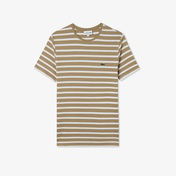 Lacoste Erkek Slim Fit Bisiklet Yaka Çizgili Kahverengi T-Shirt