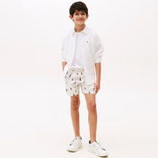 Tommy Hilfiger Print Linen Çocuk Beyaz Mayo