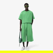 Lacoste SS25 RUNWAY Erkek Oversize Fit Kısa Kollu Bisiklet Yaka Yeşil Sweatshirt
