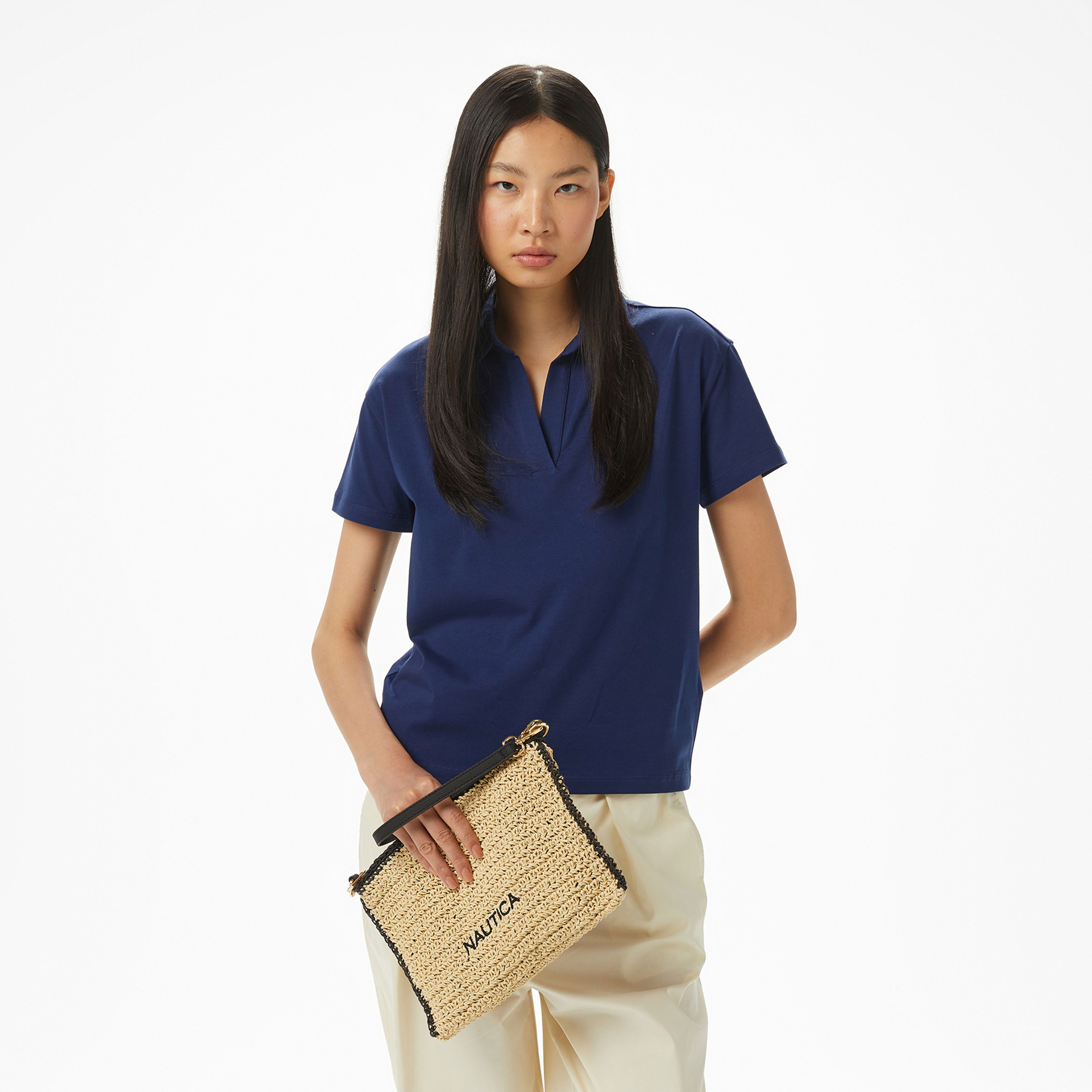 Nautica Kadın Lacivert Regular Fit Polo Yaka T-Shirt