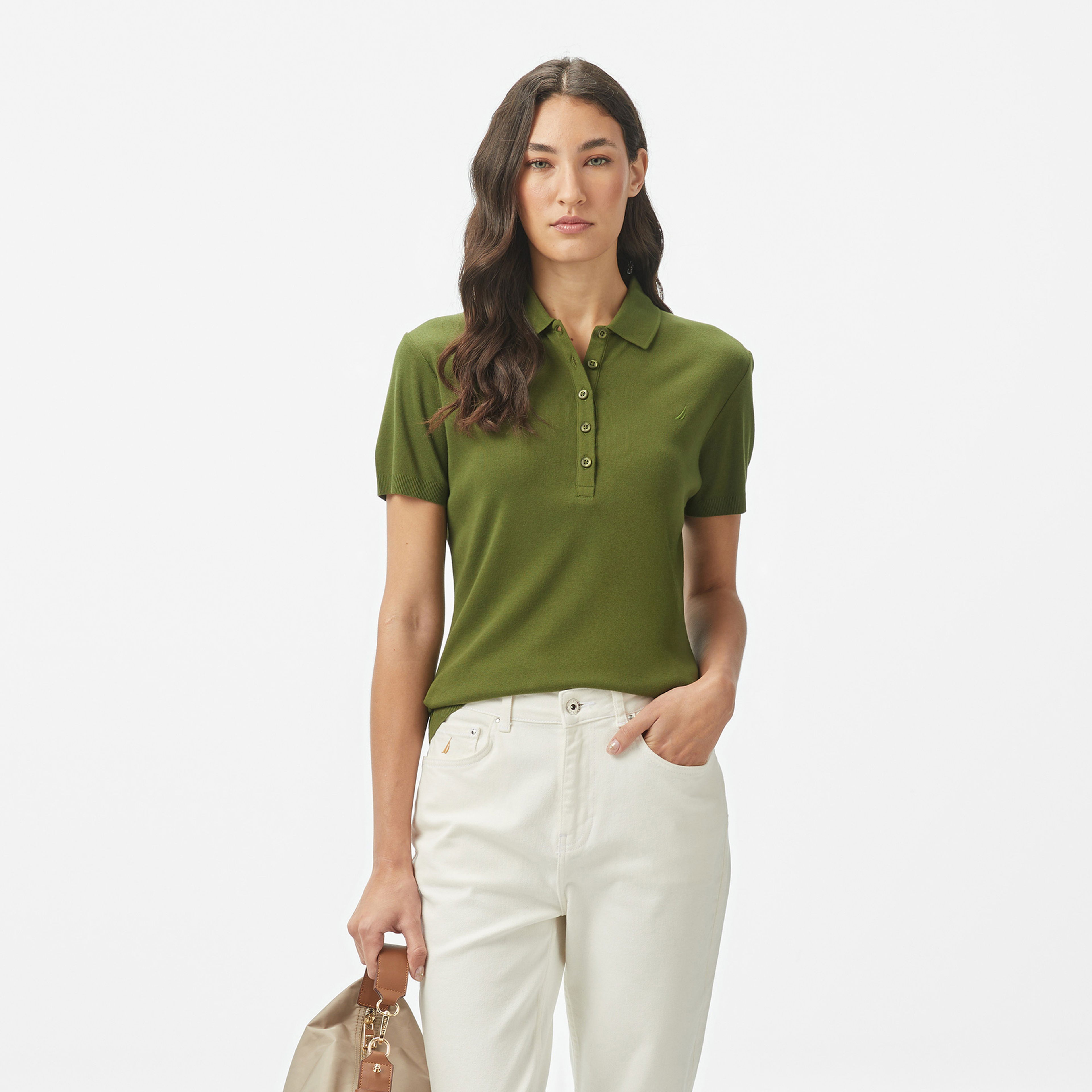 Nautica Kadın Yeşil Regular Fit Polo Yaka T-Shirt