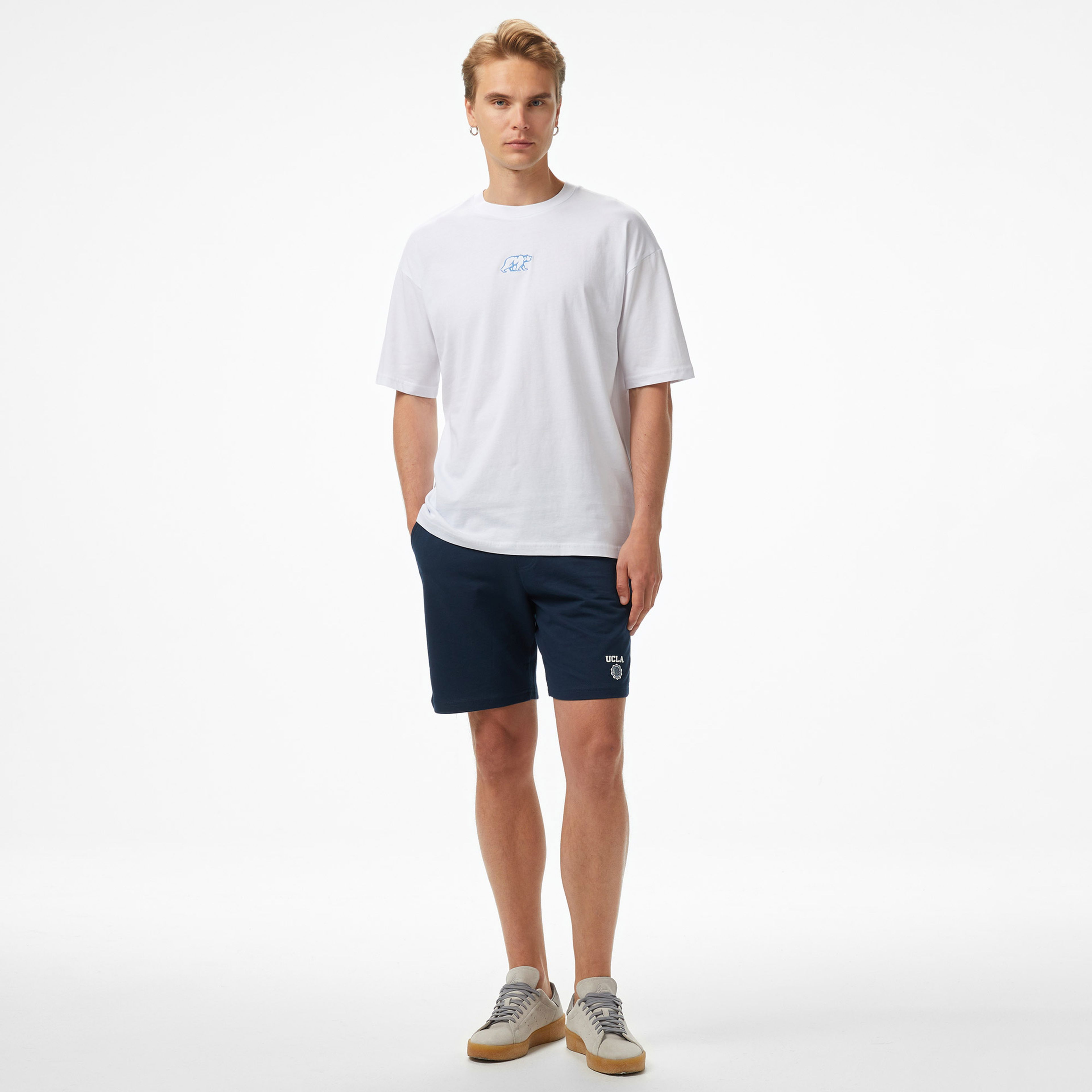 Ucla Sinclair Erkek Beyaz Bisiklet Yaka T-Shirt