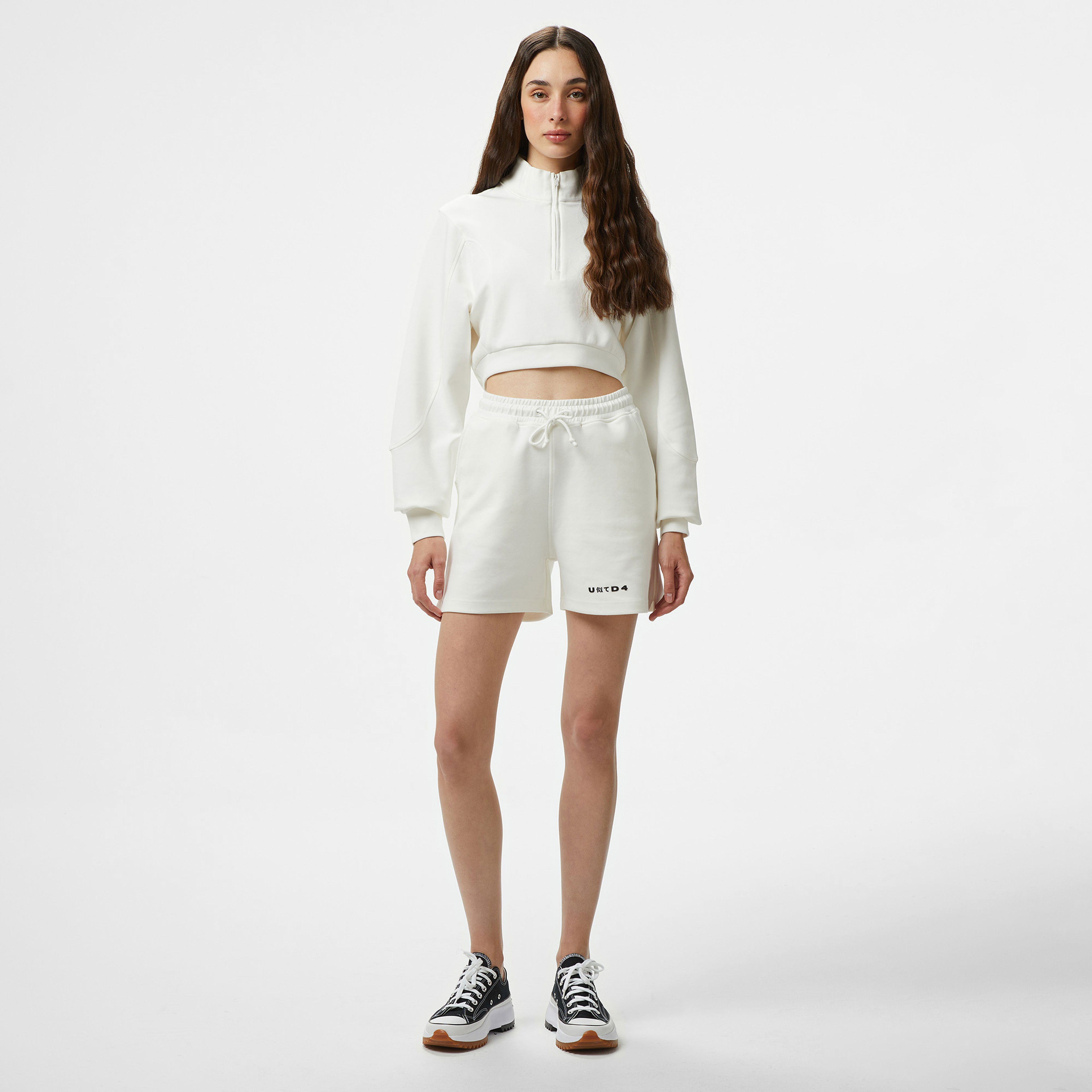 UNITED4 Örme Crop Kadın Ekru Sweatshirt