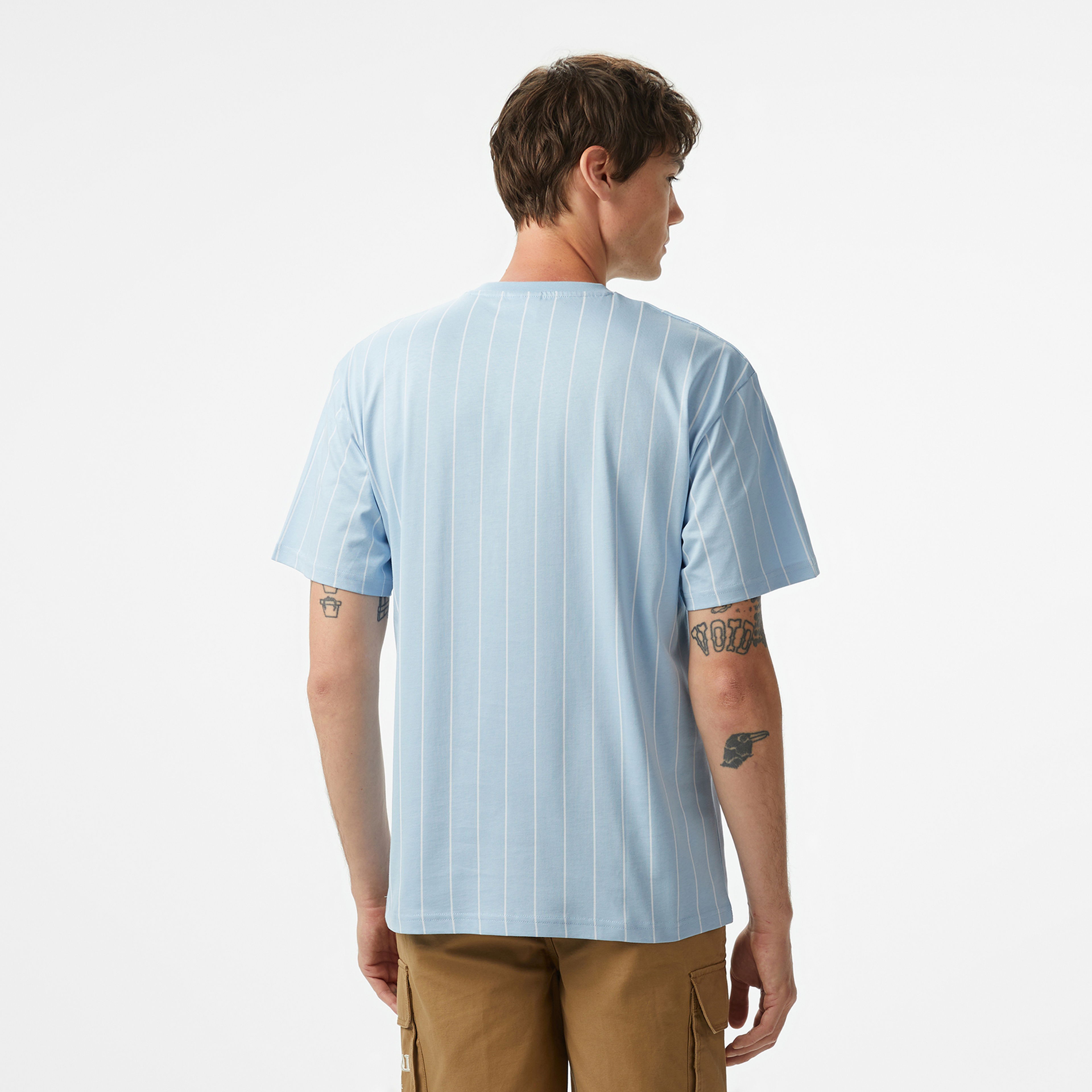 Karl Kani Small Signature Essential Pinstripe Erkek Mavi T-Shirt