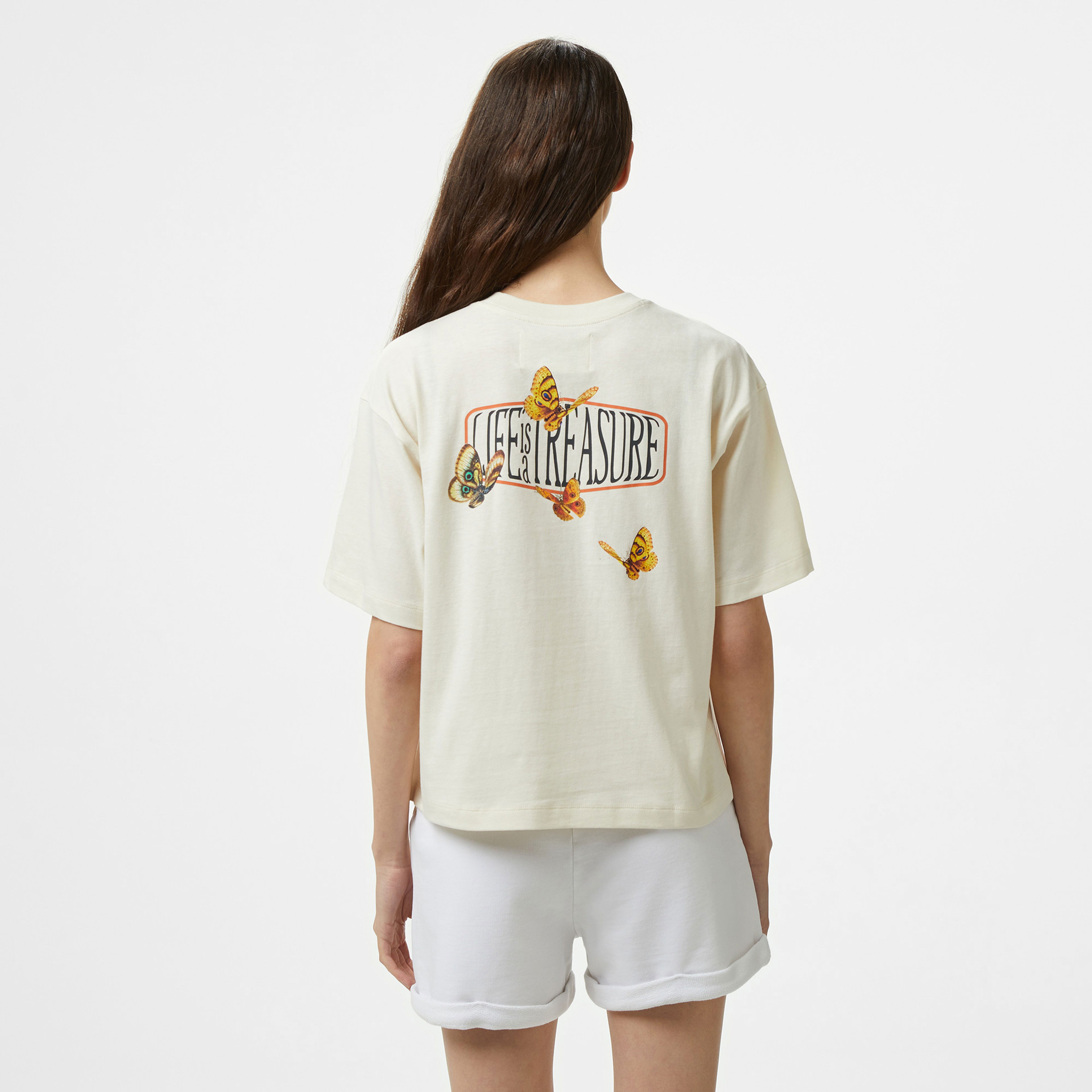 Champion Eco Future Cuffed Kadın Beyaz T-Shirt