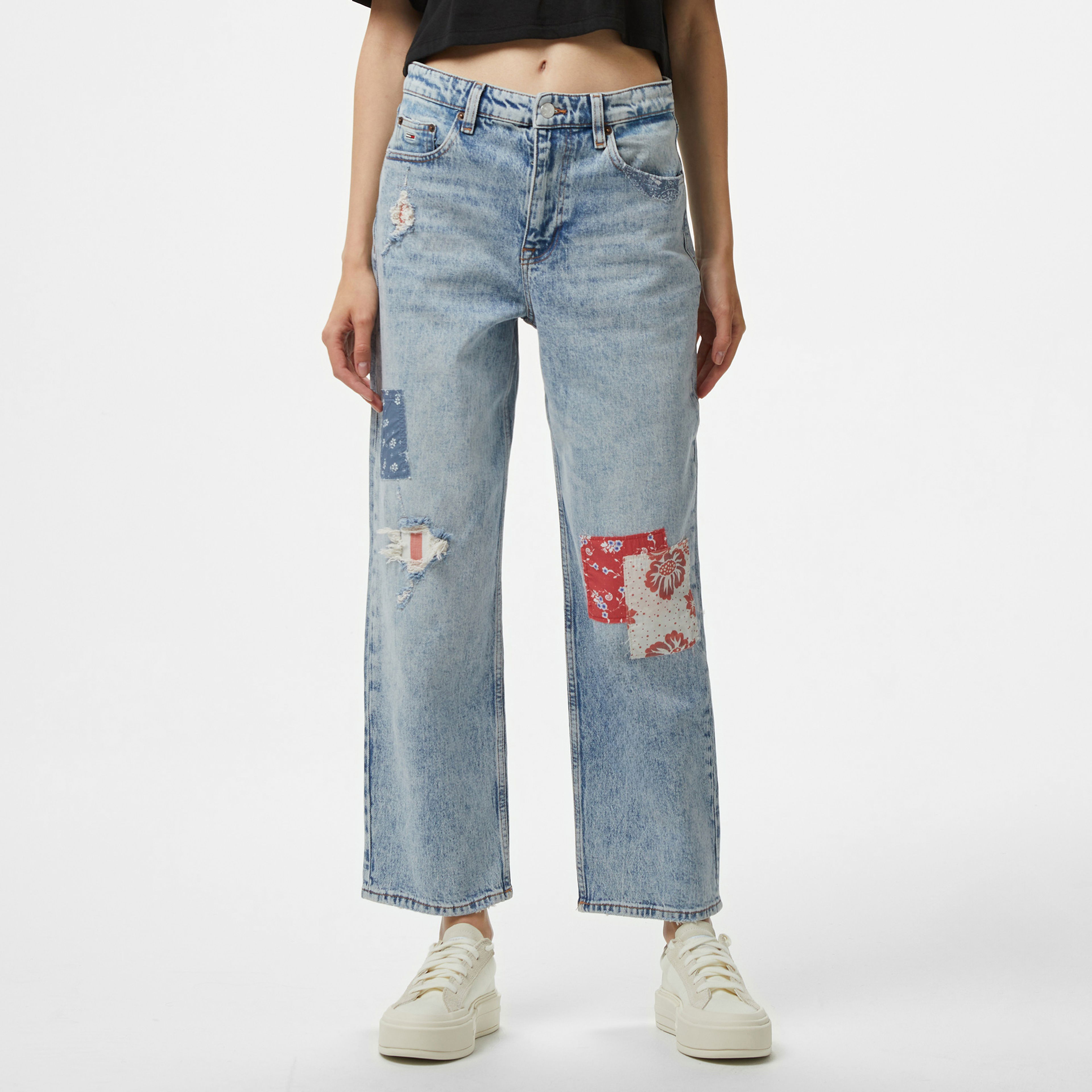 Tommy Hilfiger Patchwork Kadın Mavi Pantolon