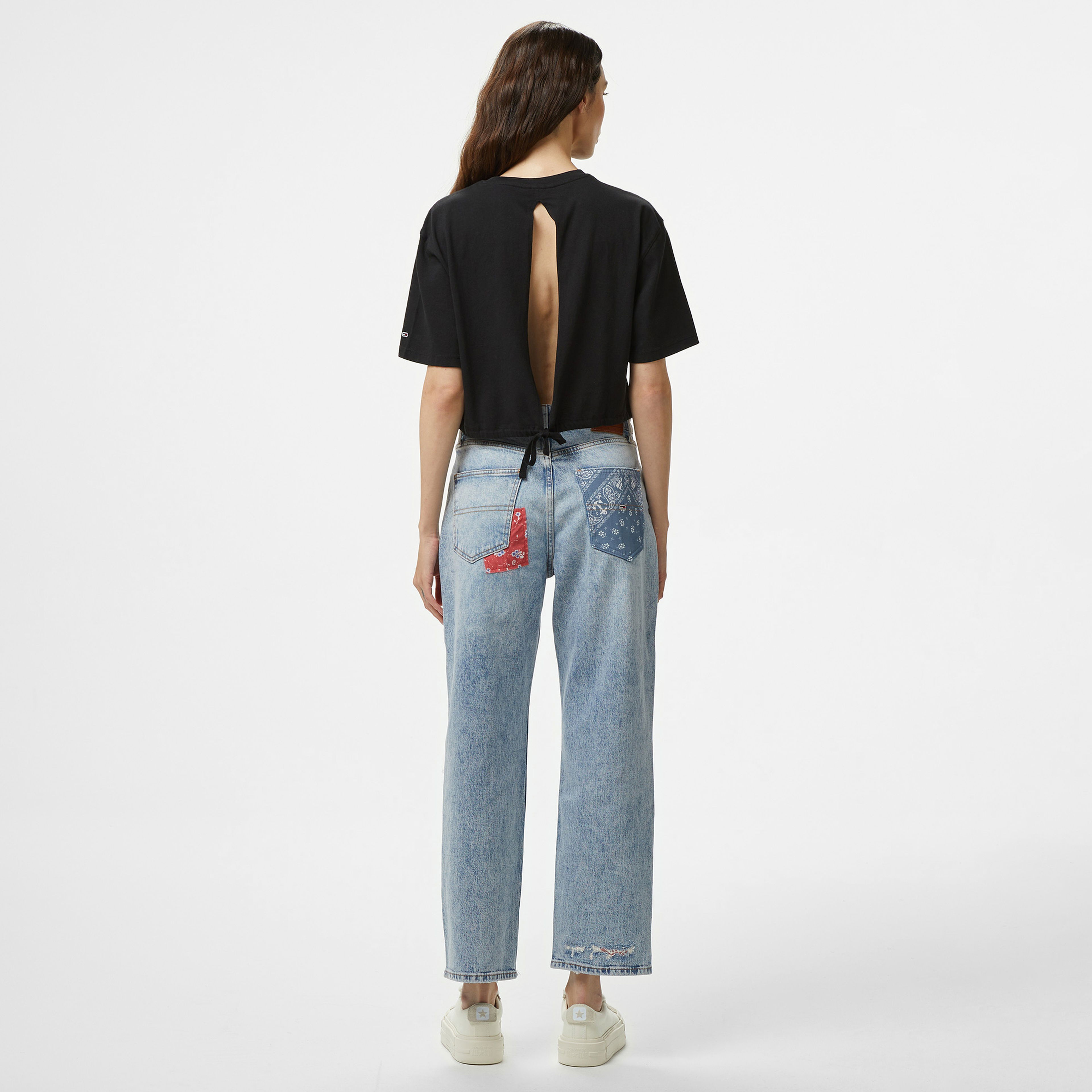 Tommy Hilfiger Patchwork Kadın Mavi Pantolon