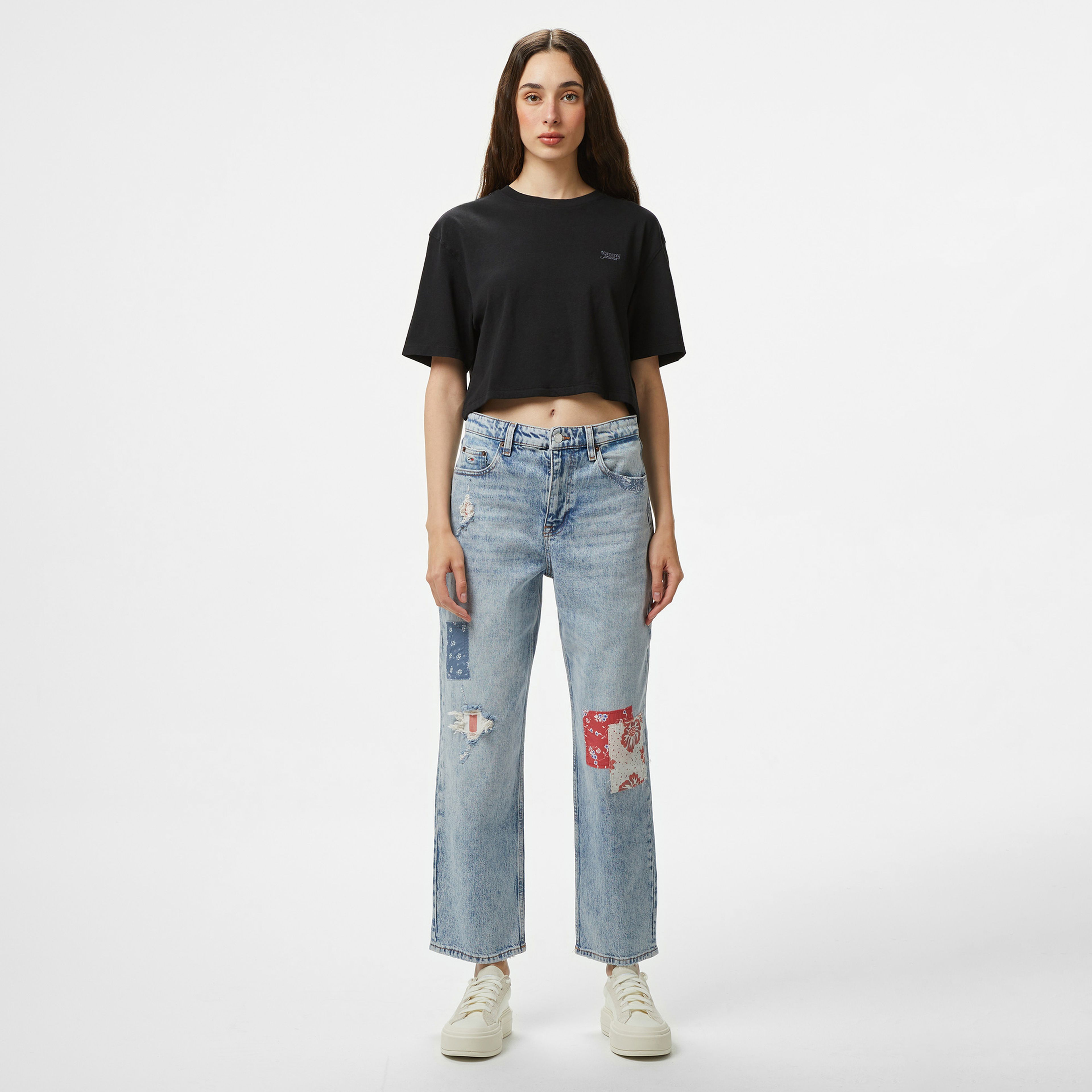 Tommy Hilfiger Patchwork Kadın Mavi Pantolon