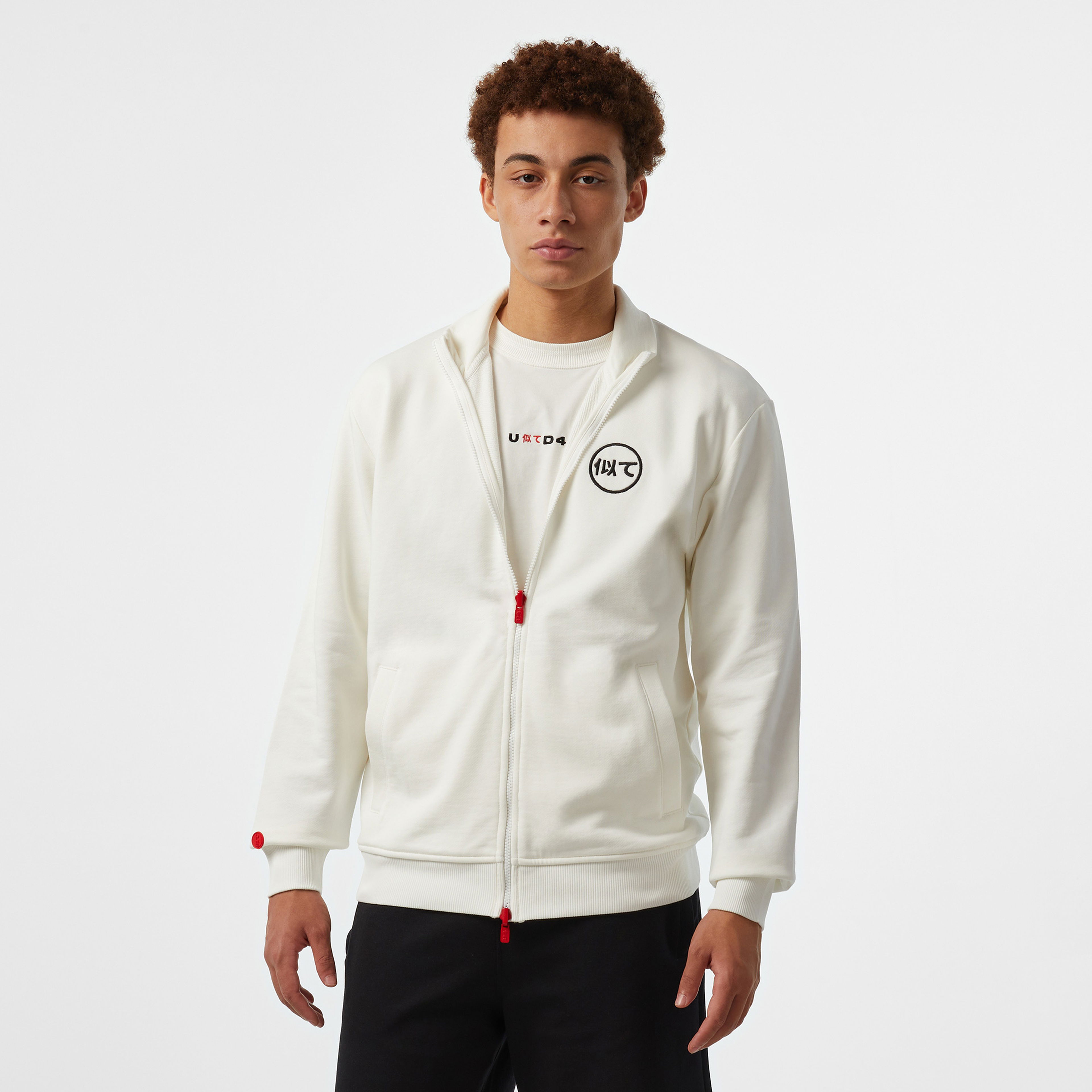 UNITED4 Motto Erkek Beyaz Hoodie