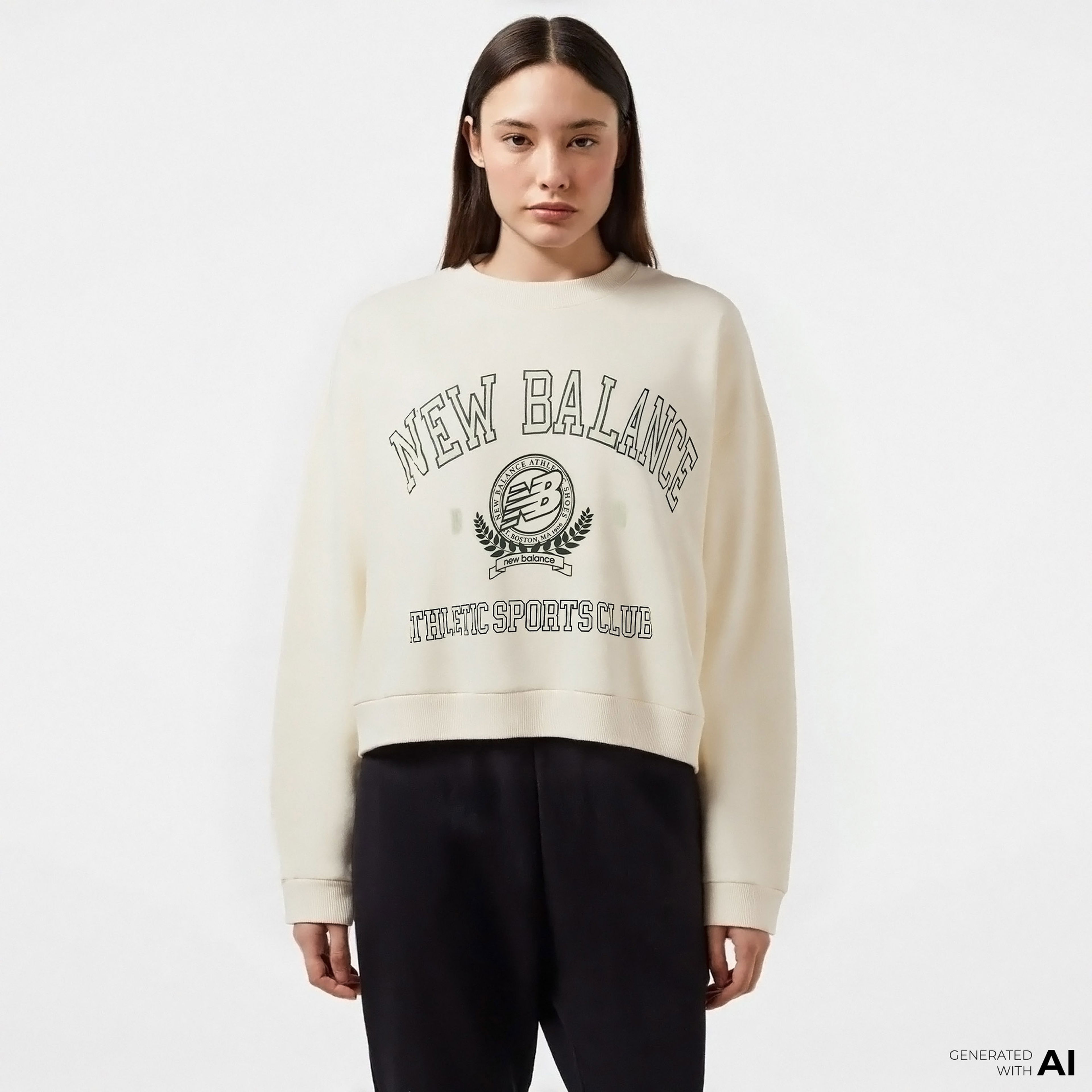 New Balance WNC3404 Kadın Beyaz Sweatshirt
