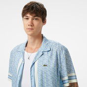 Lacoste Monogram Relaxed Fit Erkek Mavi Gömlek