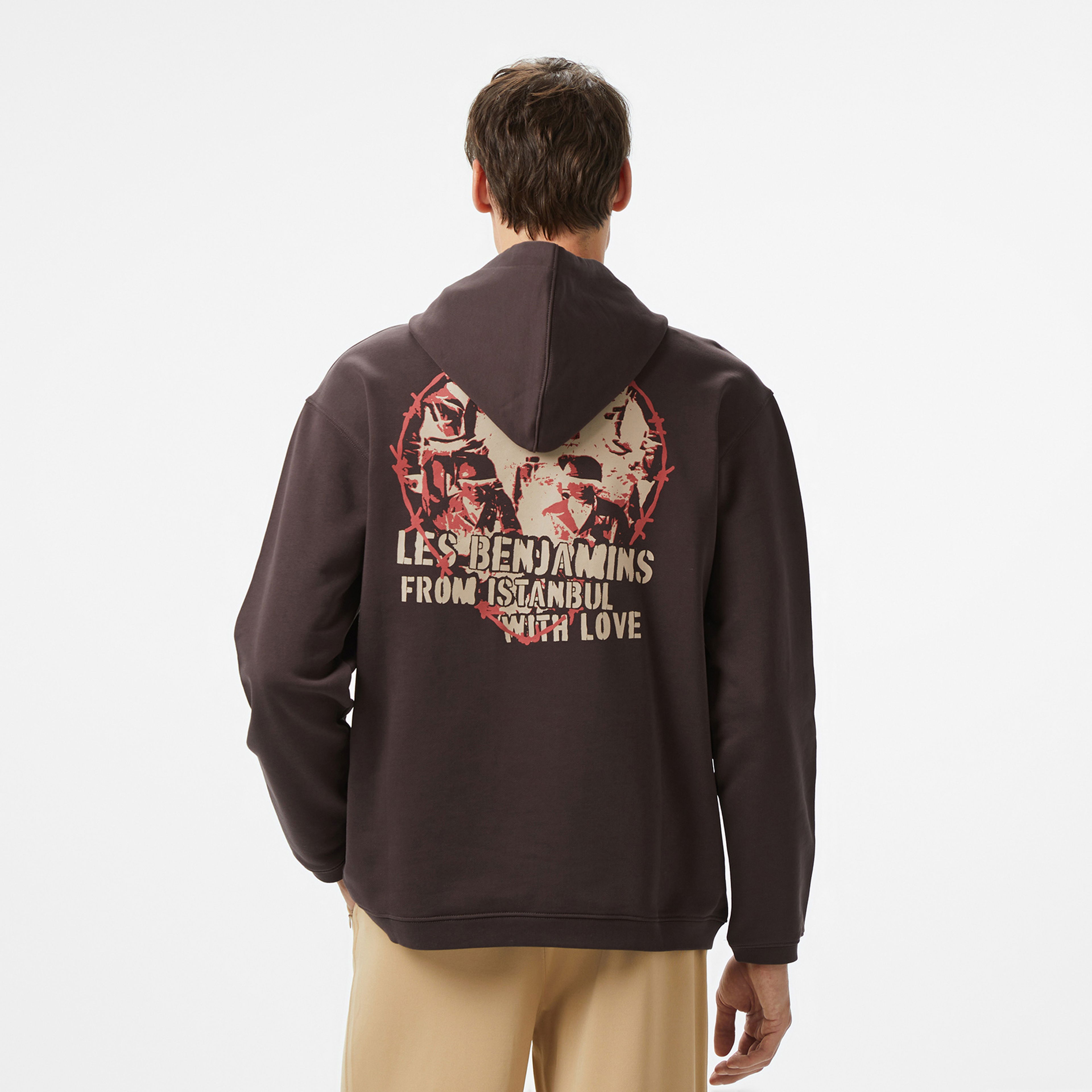 Les Benjamin Erkek Bej Hoodie