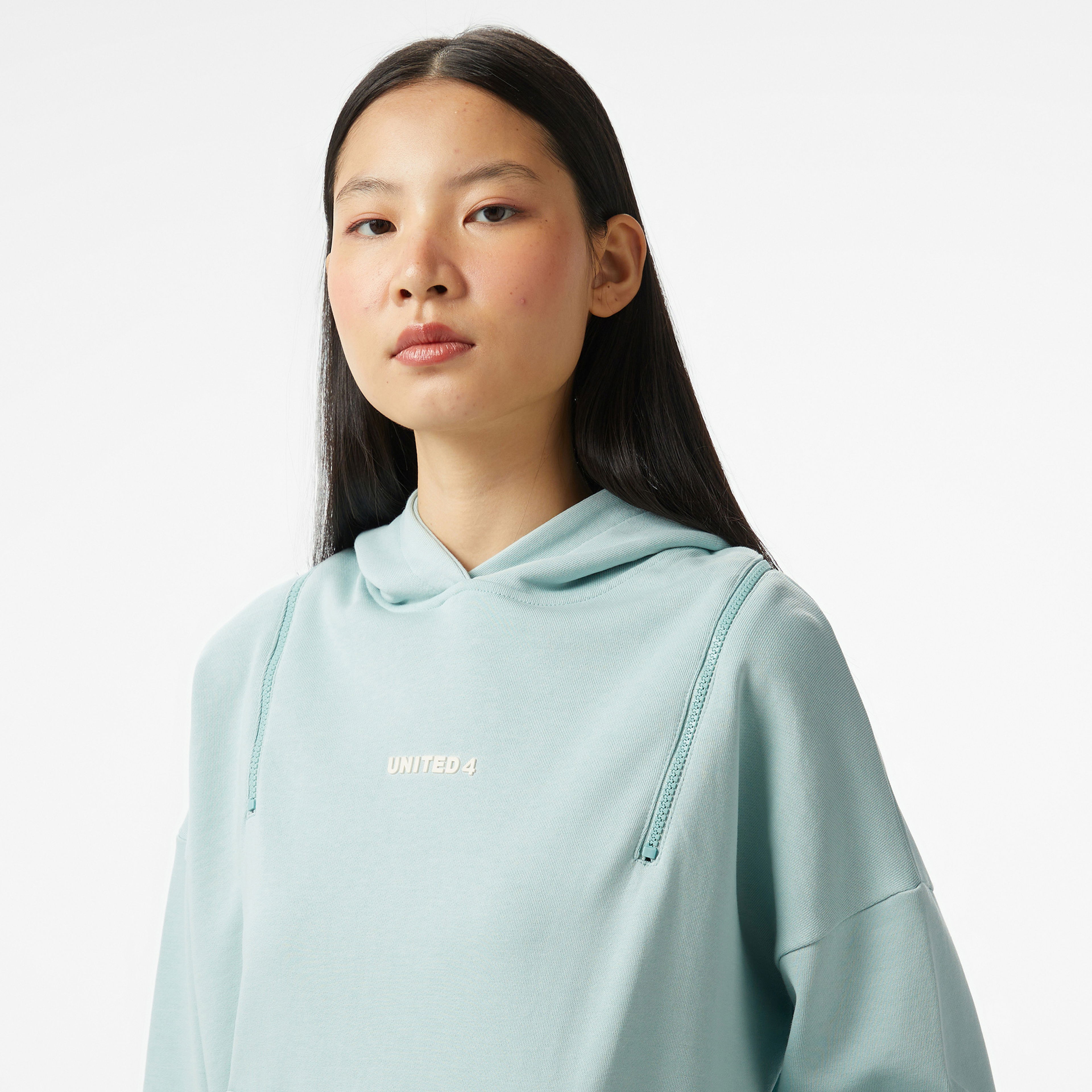 UNITED4 Side Zip Kadın Yeşil Hoodie