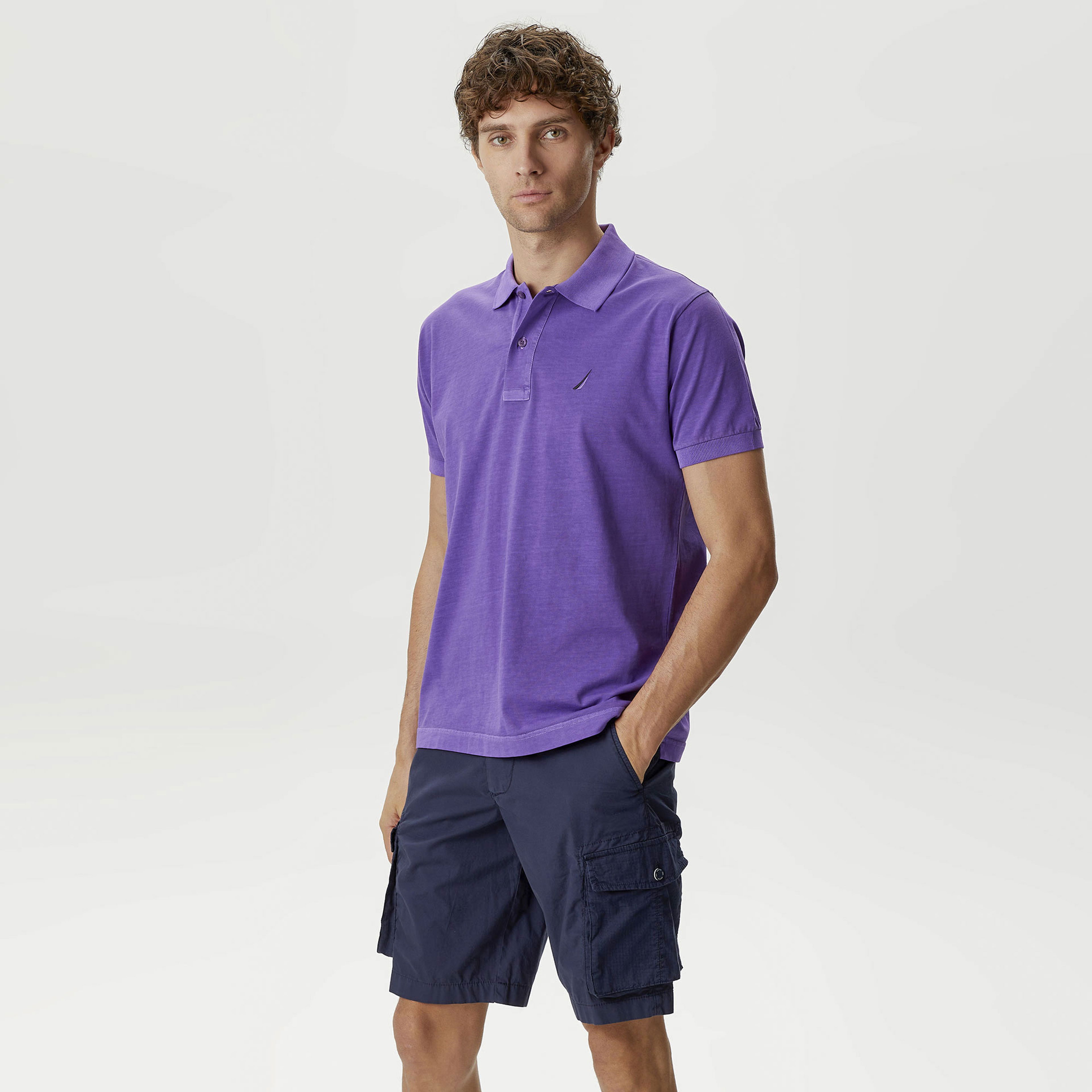 Nautica Erkek Mor Classic Fit Kısa Kollu Polo Yaka T-Shirt