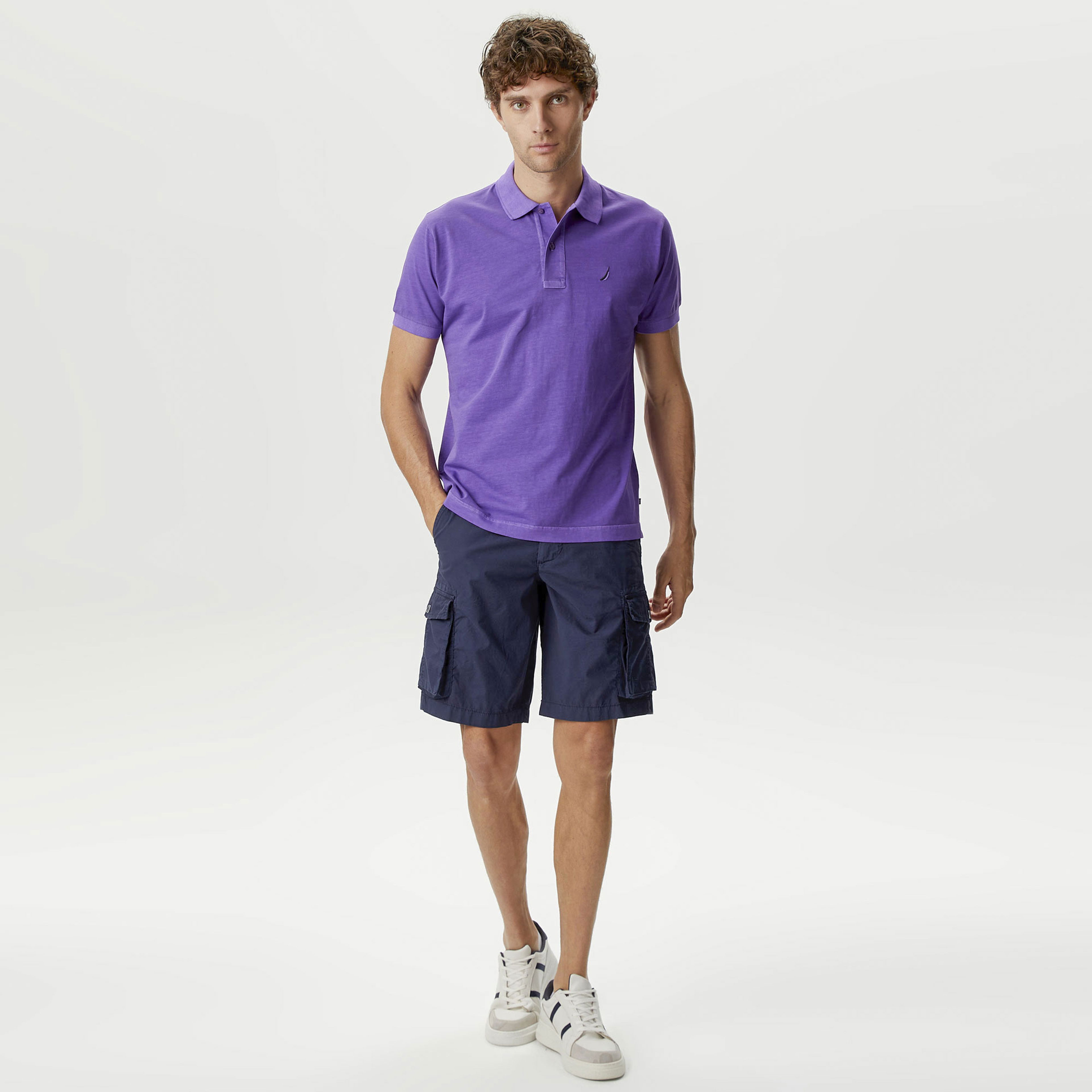 Nautica Erkek Mor Classic Fit Kısa Kollu Polo Yaka T-Shirt