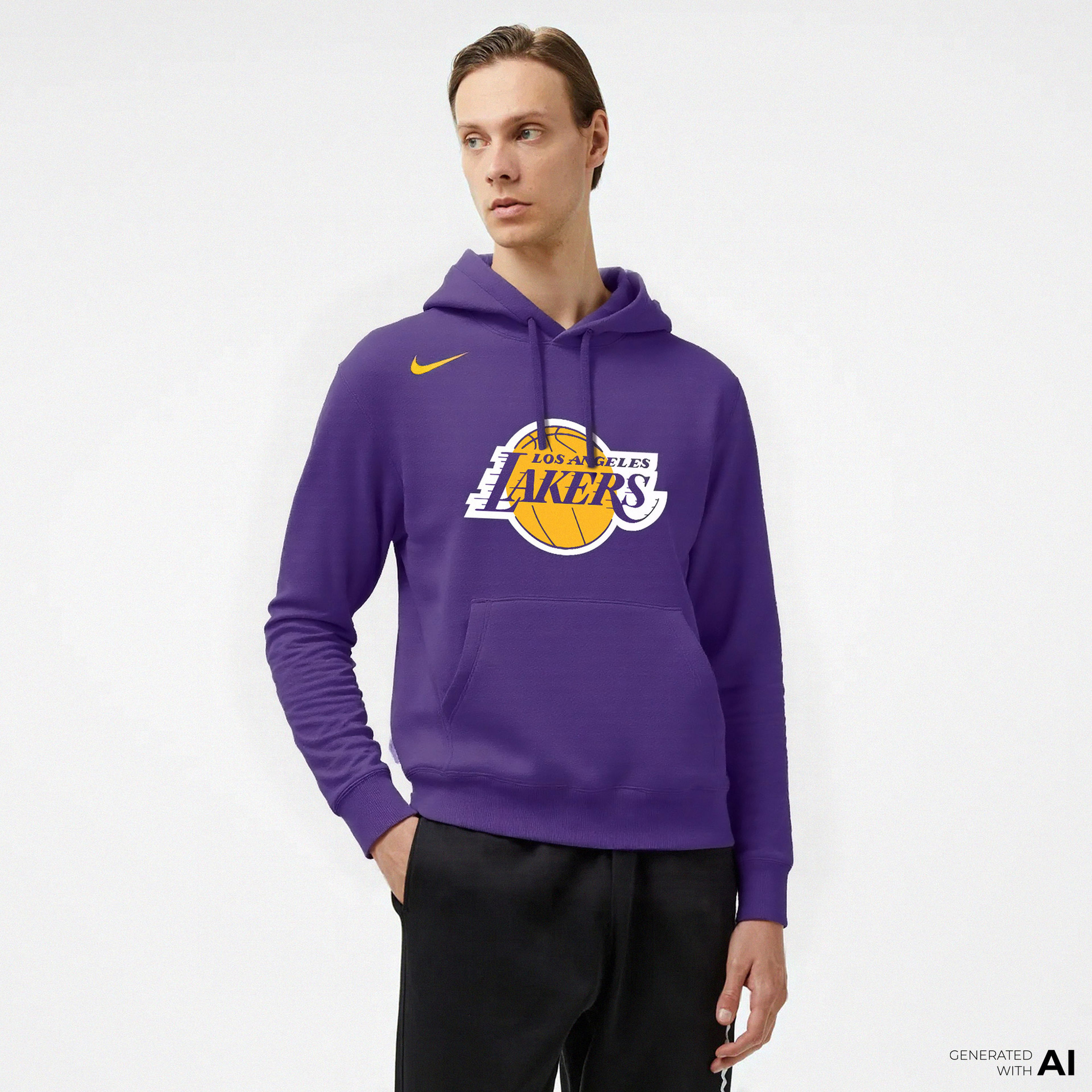 Nike Los Angeles Lakers Club Pullover Erkek Mor Hoodie