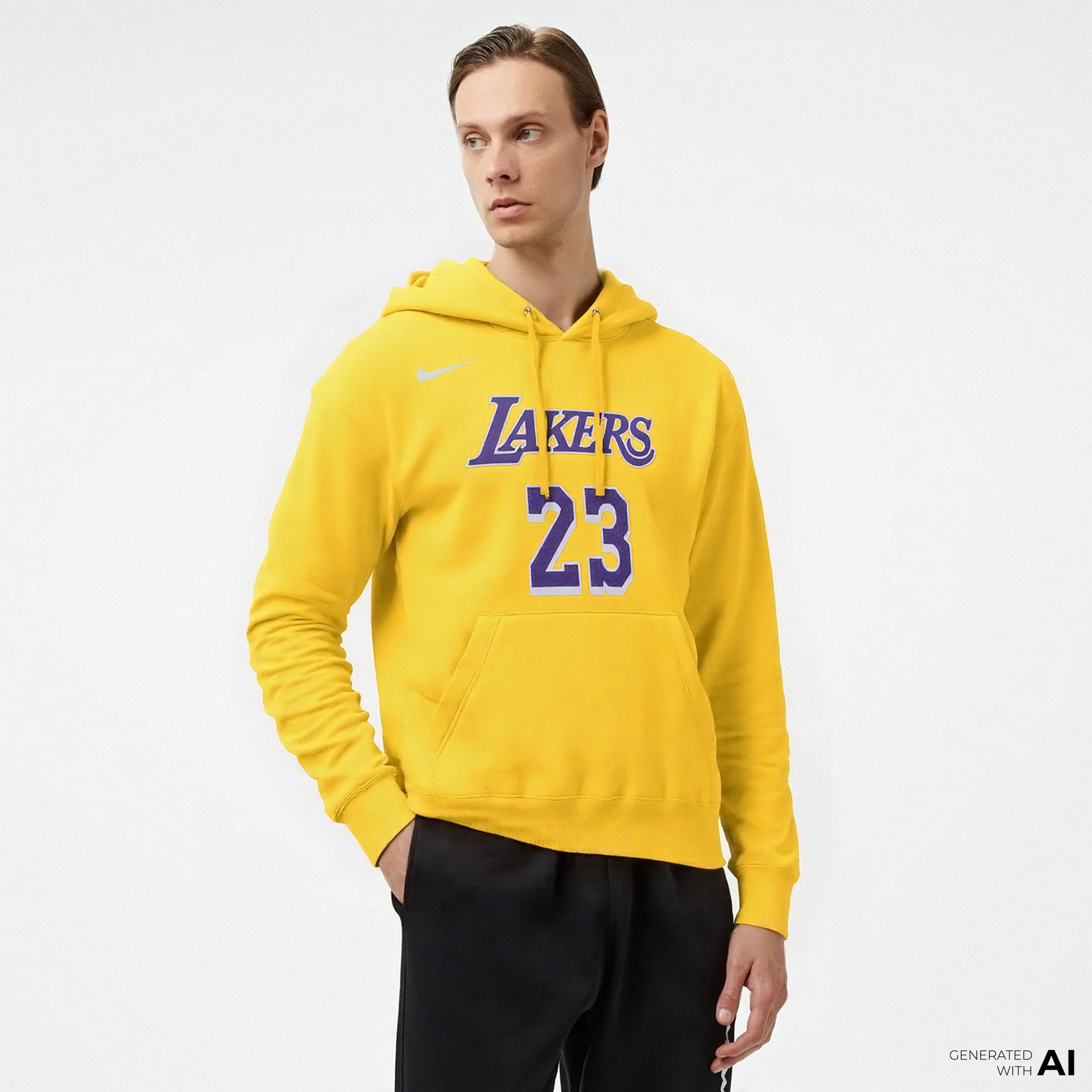 Nike Dri-Fit Los Angeles Lakers Icon Edition Erkek Sarı Hoodie