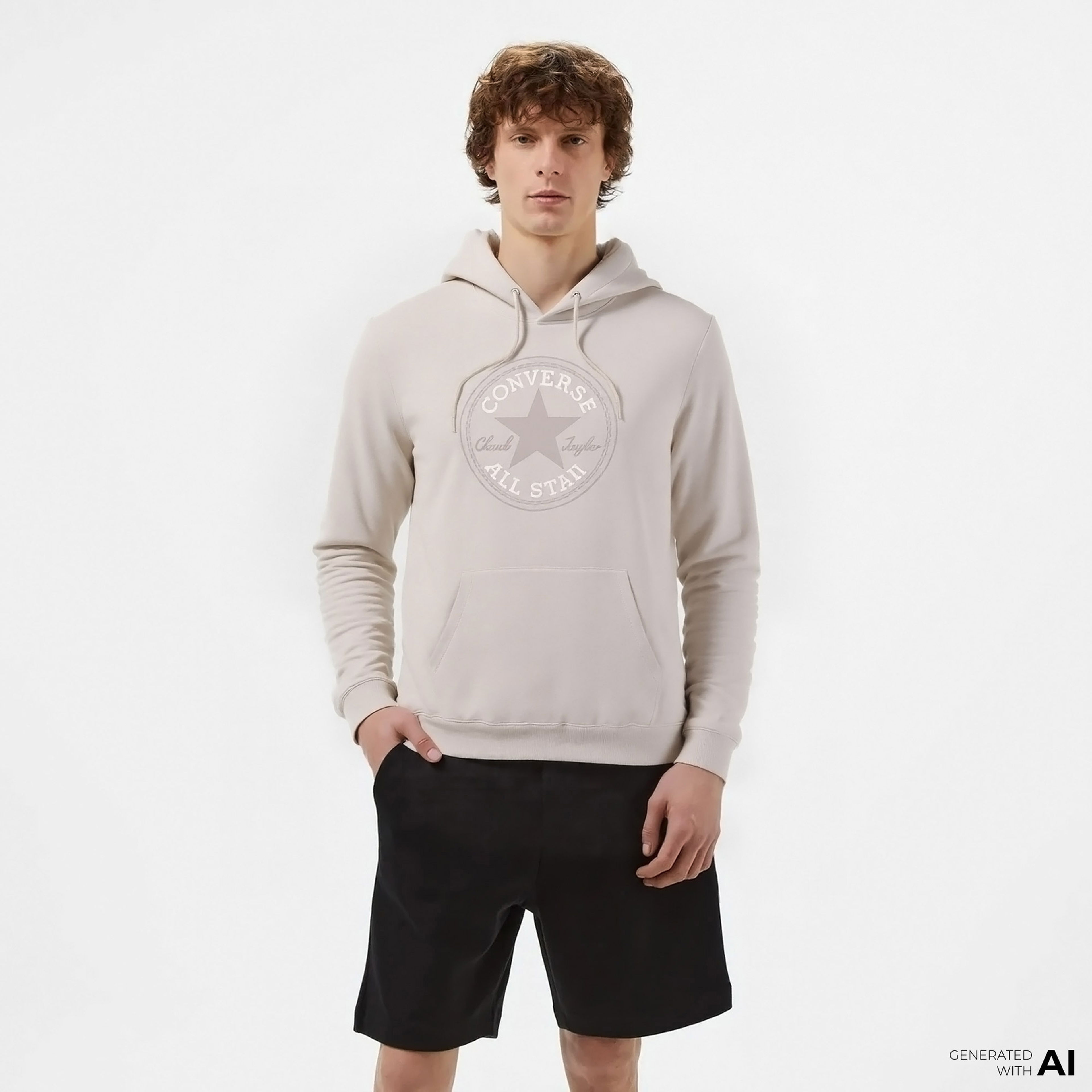 Converse Converse Go-To All Star Patch Standard-Fit Pullover Unisex Bej Hoodie