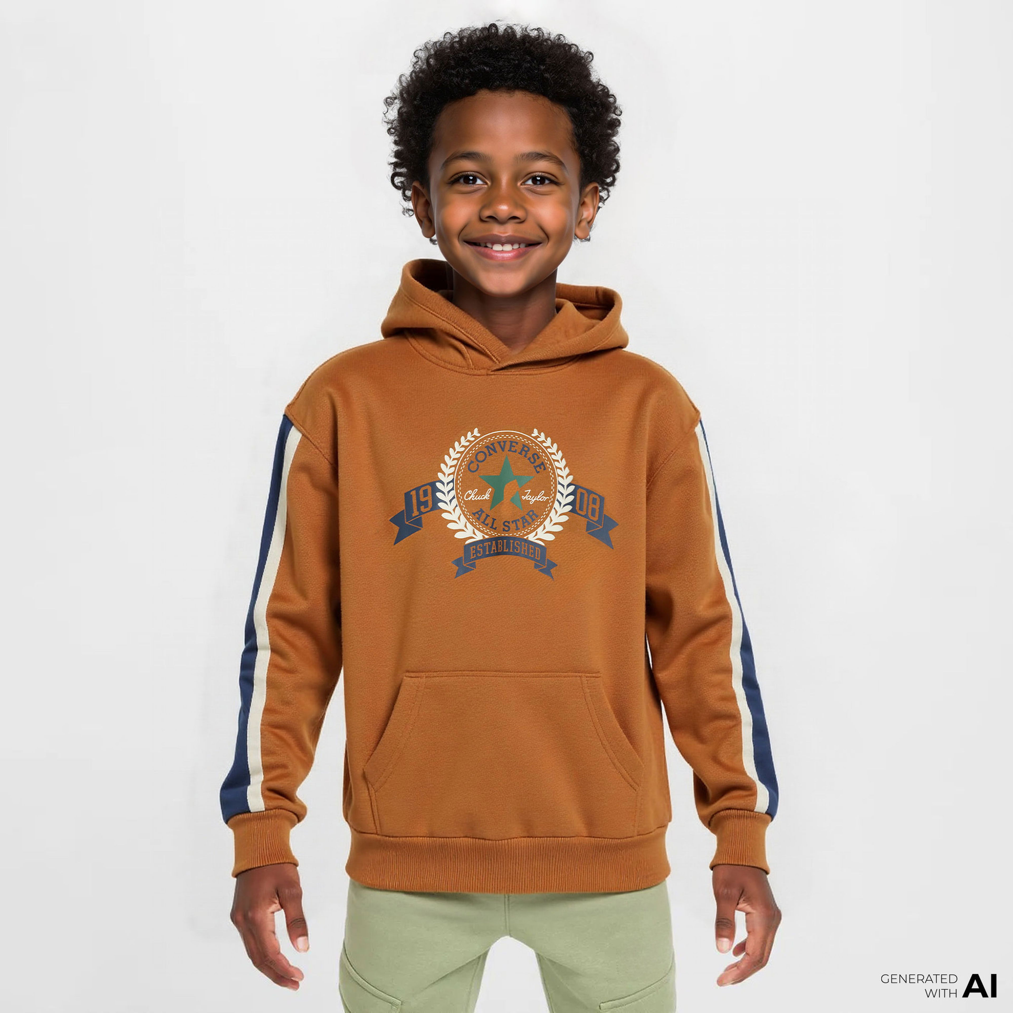 Converse Cnvb Rec Club Ft Sleeve Stripe Çocuk Kahverengi Sweatshirt