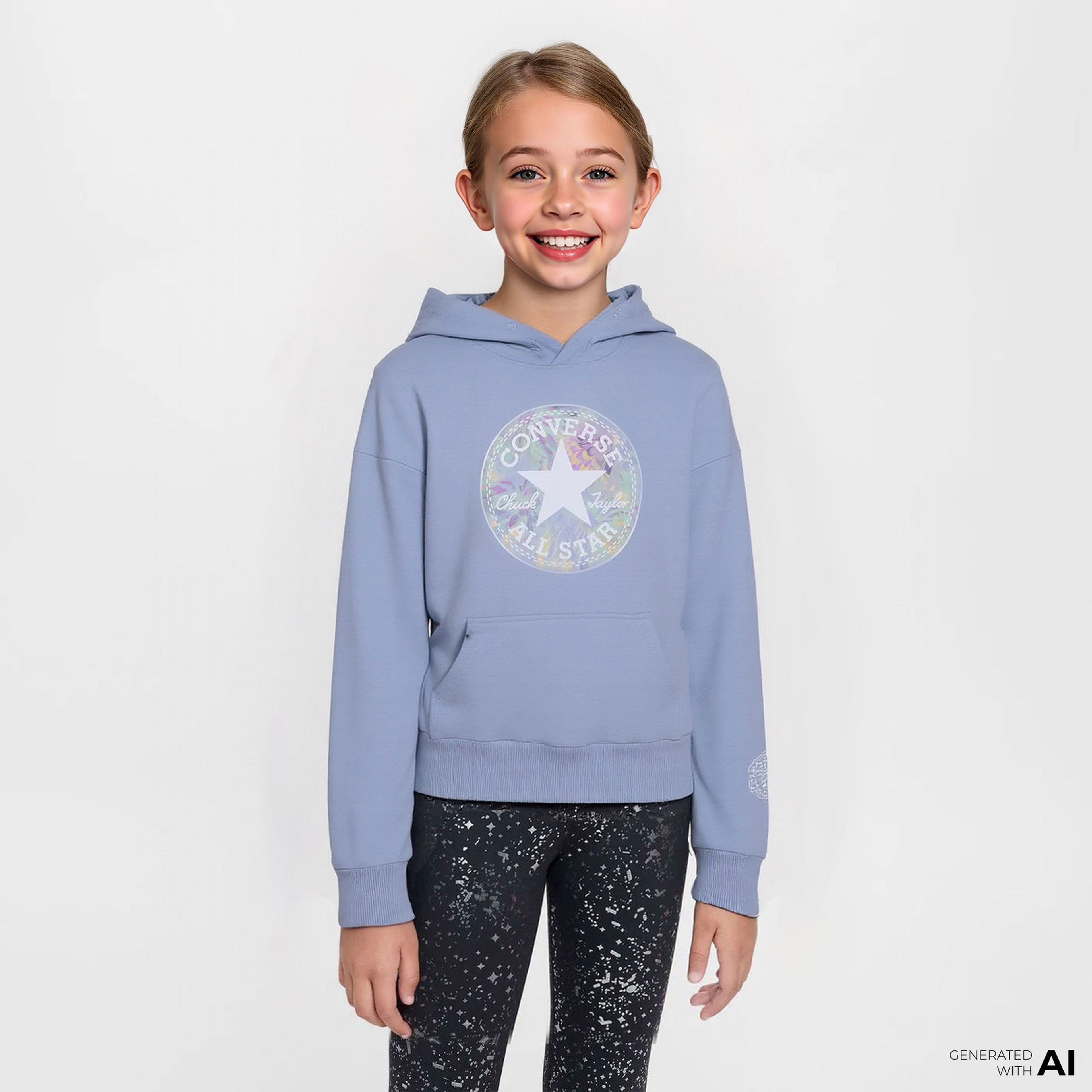 Converse Oversized Chuck Patch Çocuk Mavi Hoodie
