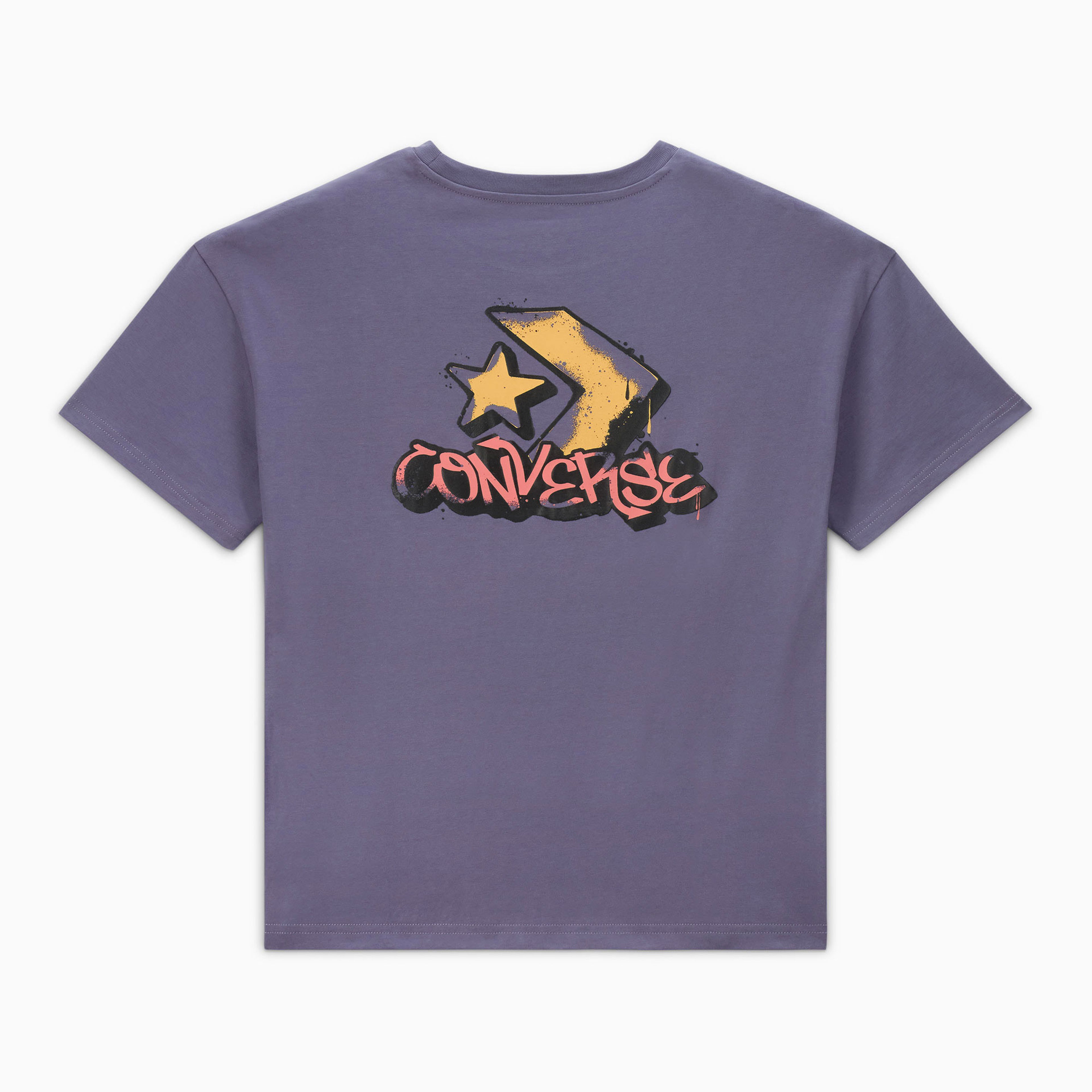 Converse Classic Kadın Oversized Fit Grafik Baskılı Mor T-Shirt