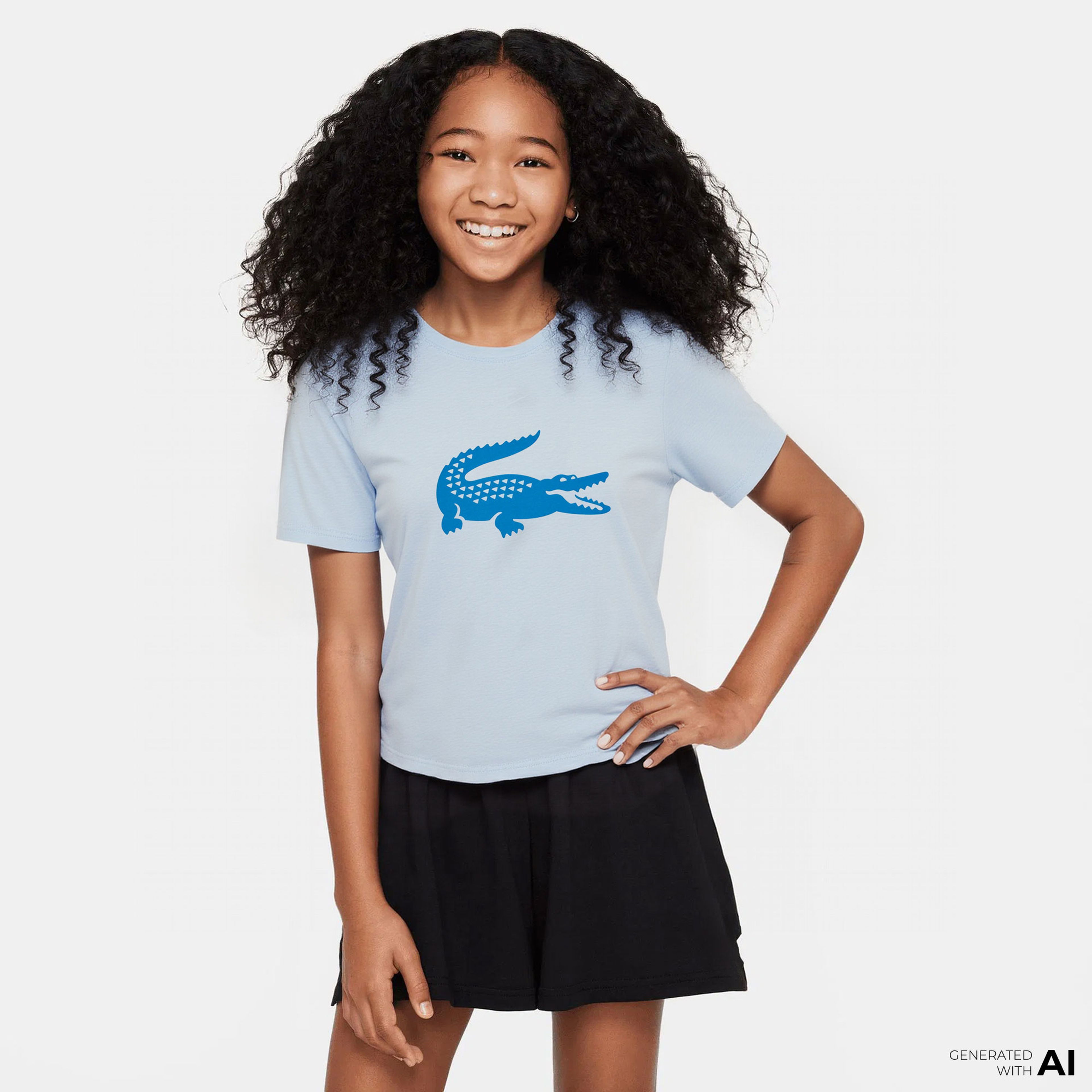 Lacoste Erkek Çocuk Oversize Fit Bisiklet Yaka Baskılı Mavi T-Shirt