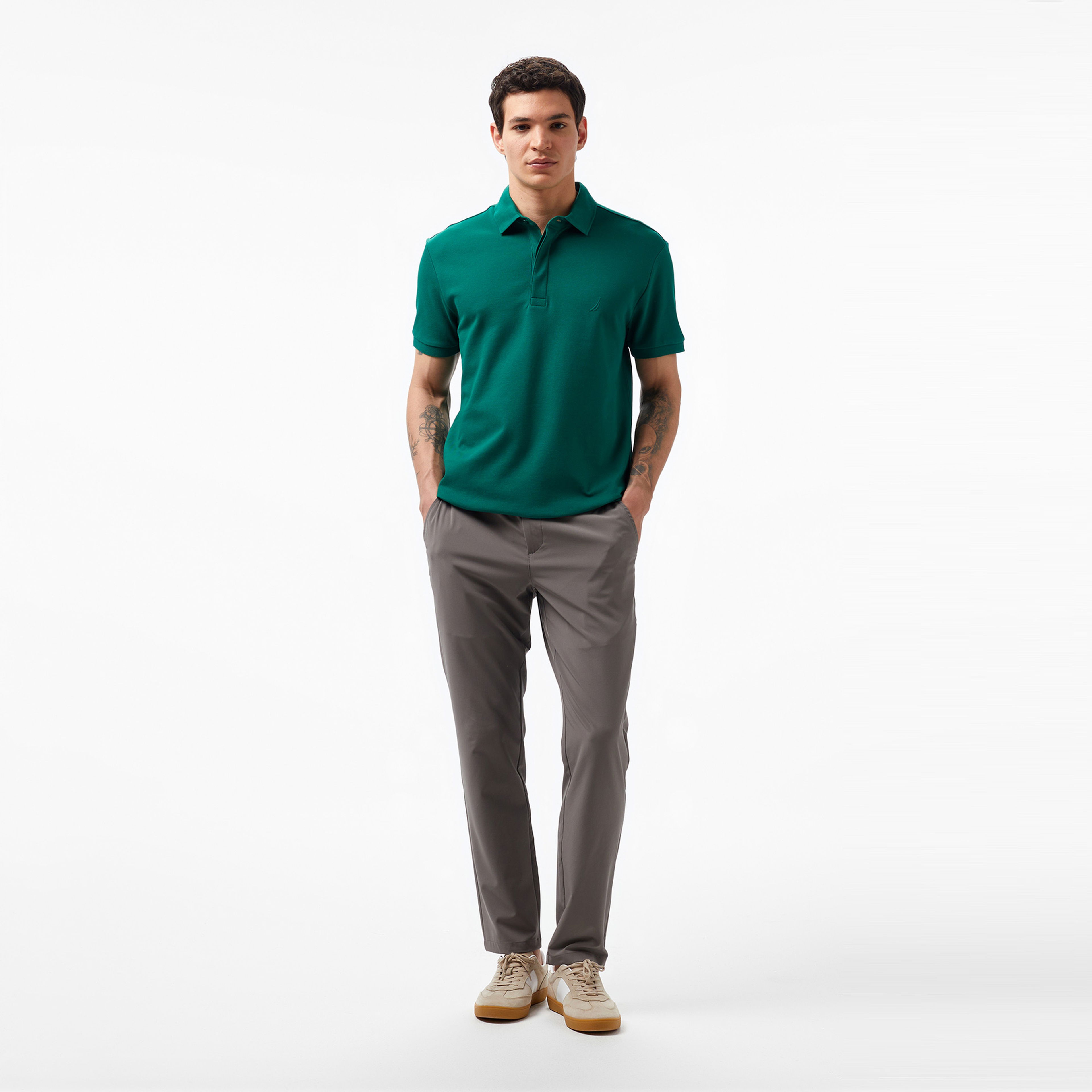 Nautica Erkek Yeşil Slim Fit Polo Yaka T-Shirt