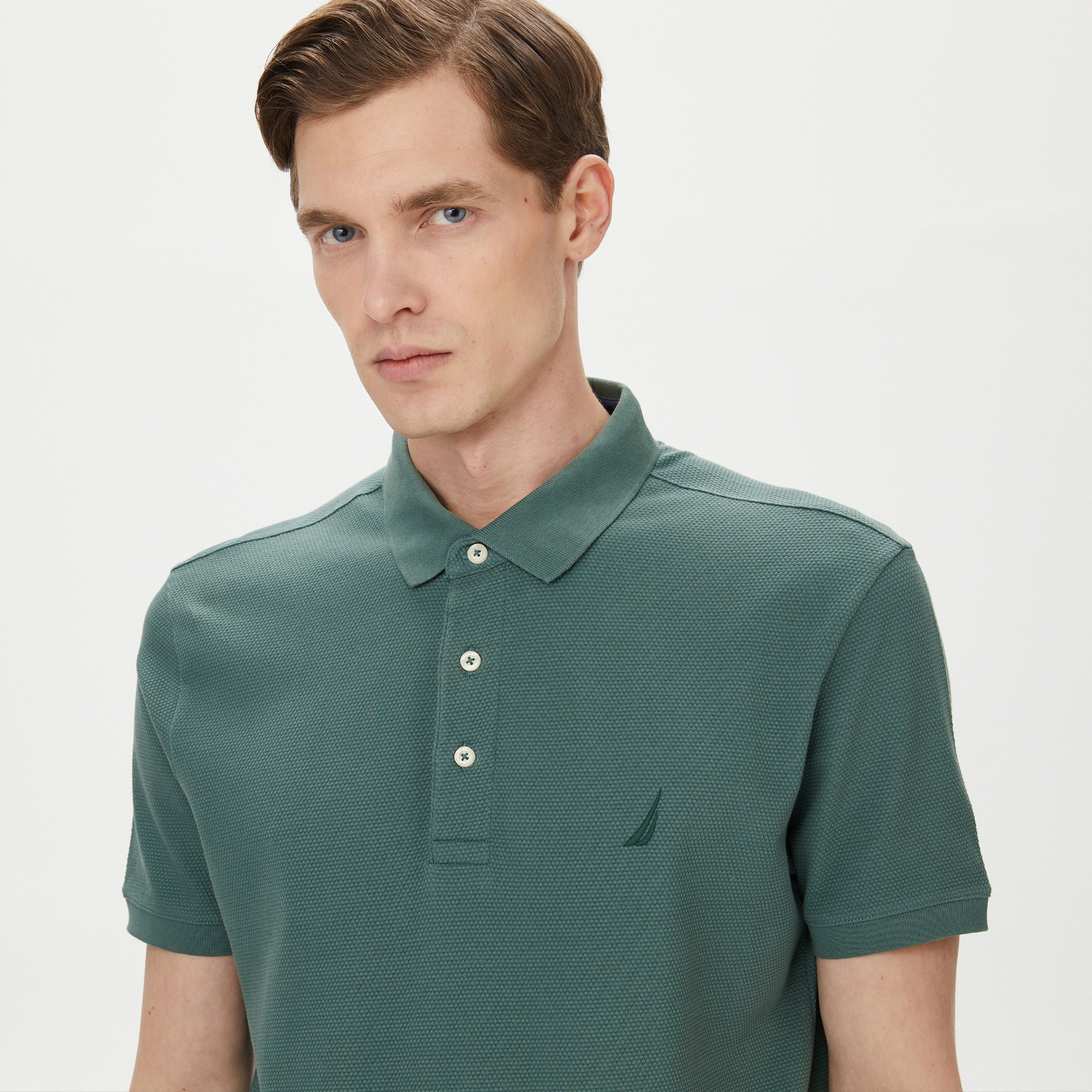 Nautica Erkek Yeşil Slim Fit Kısa Kollu Polo Yaka T-Shirt