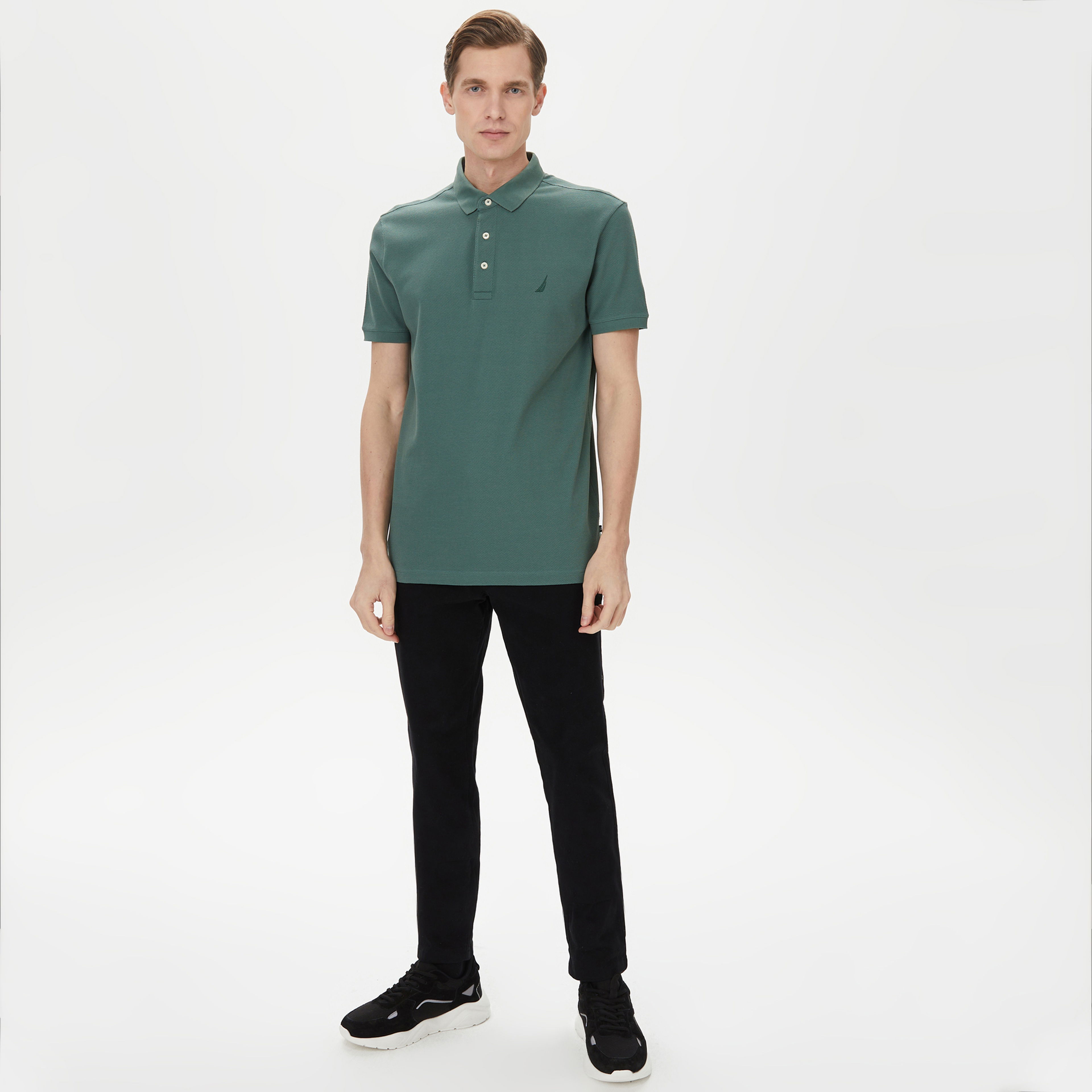 Nautica Erkek Yeşil Slim Fit Kısa Kollu Polo Yaka T-Shirt
