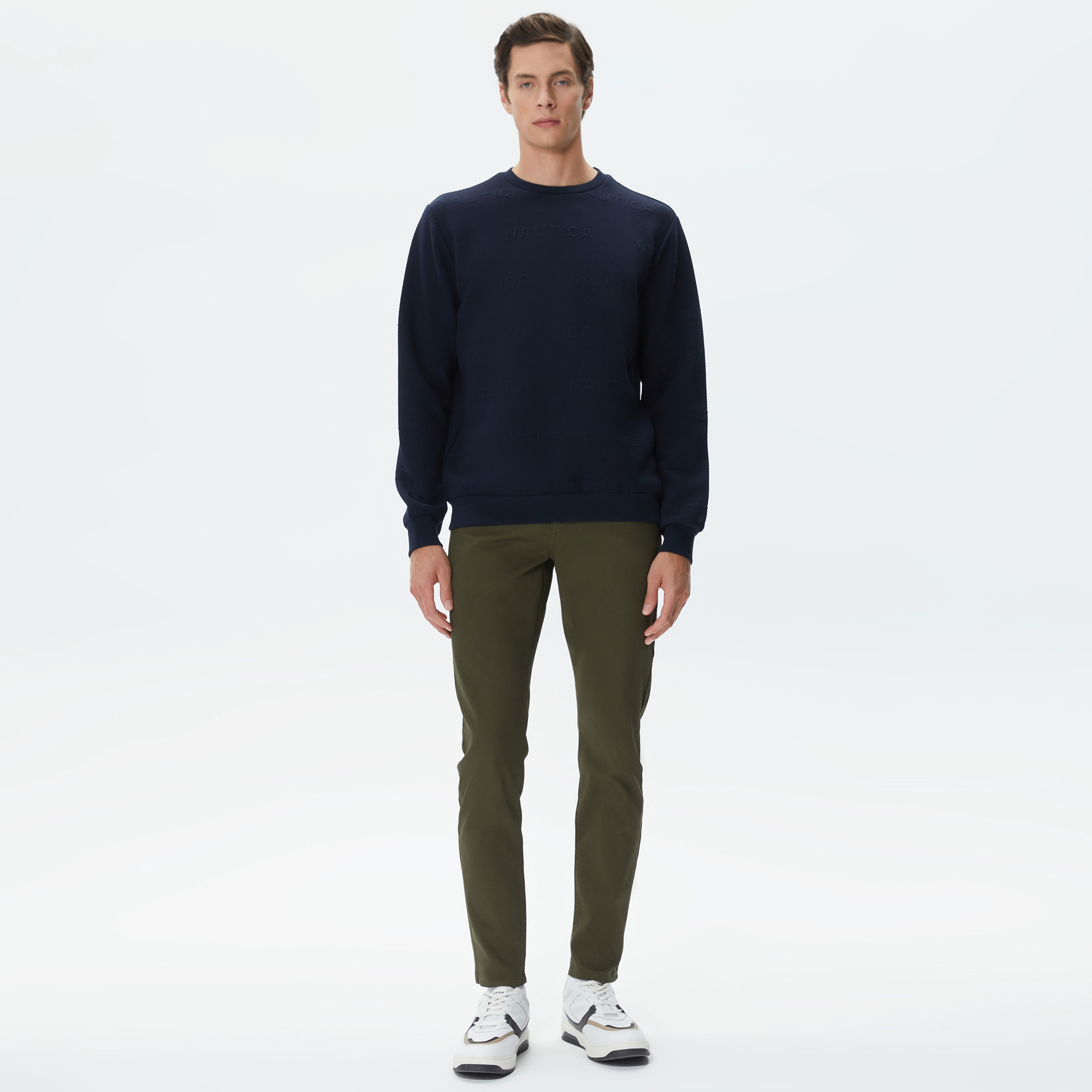 Nautica Erkek Lacivert Standart Fit Jakarlı Sweatshirt
