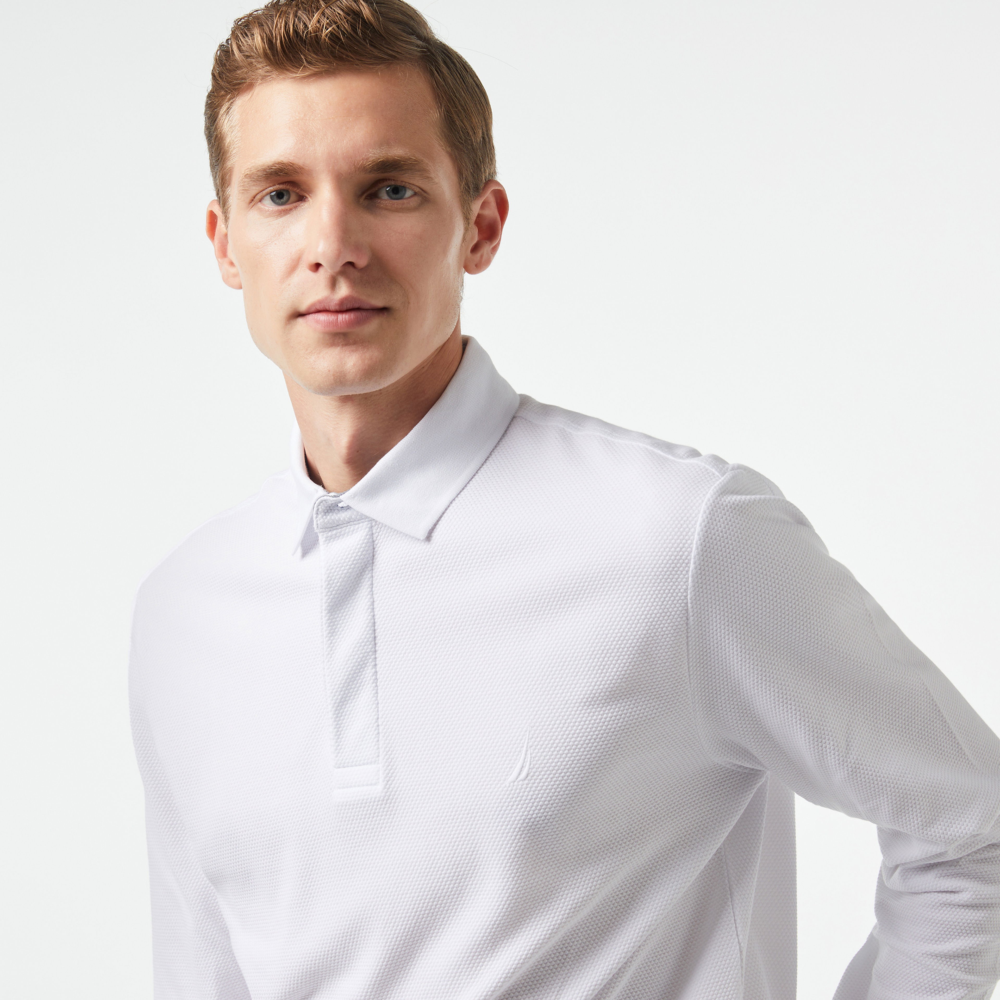 Nautica Erkek Beyaz Slim Fit Uzun Kollu Polo Yaka T-Shirt