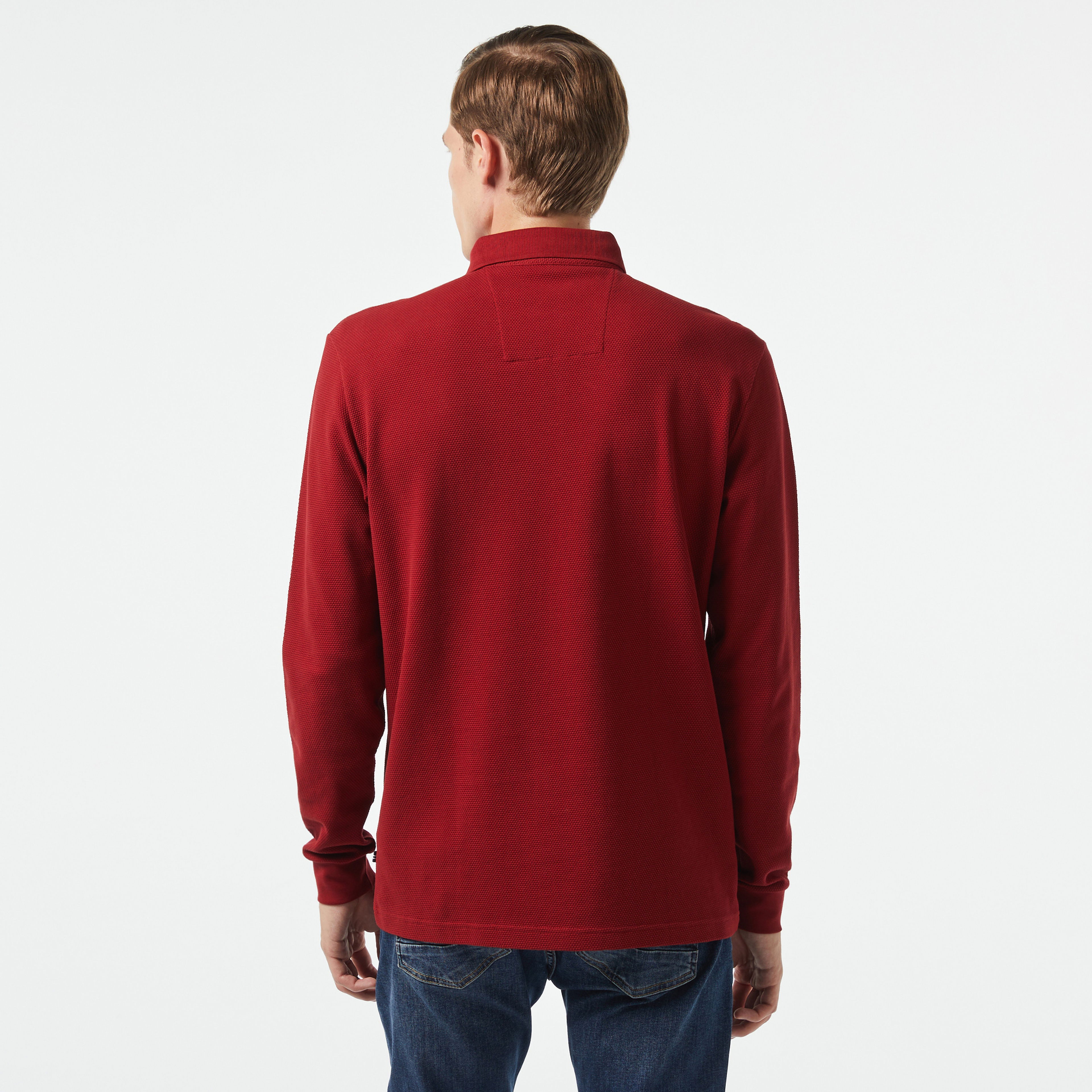 Nautica Erkek Bordo Slim Fit Uzun Kollu Polo Yaka T-Shirt