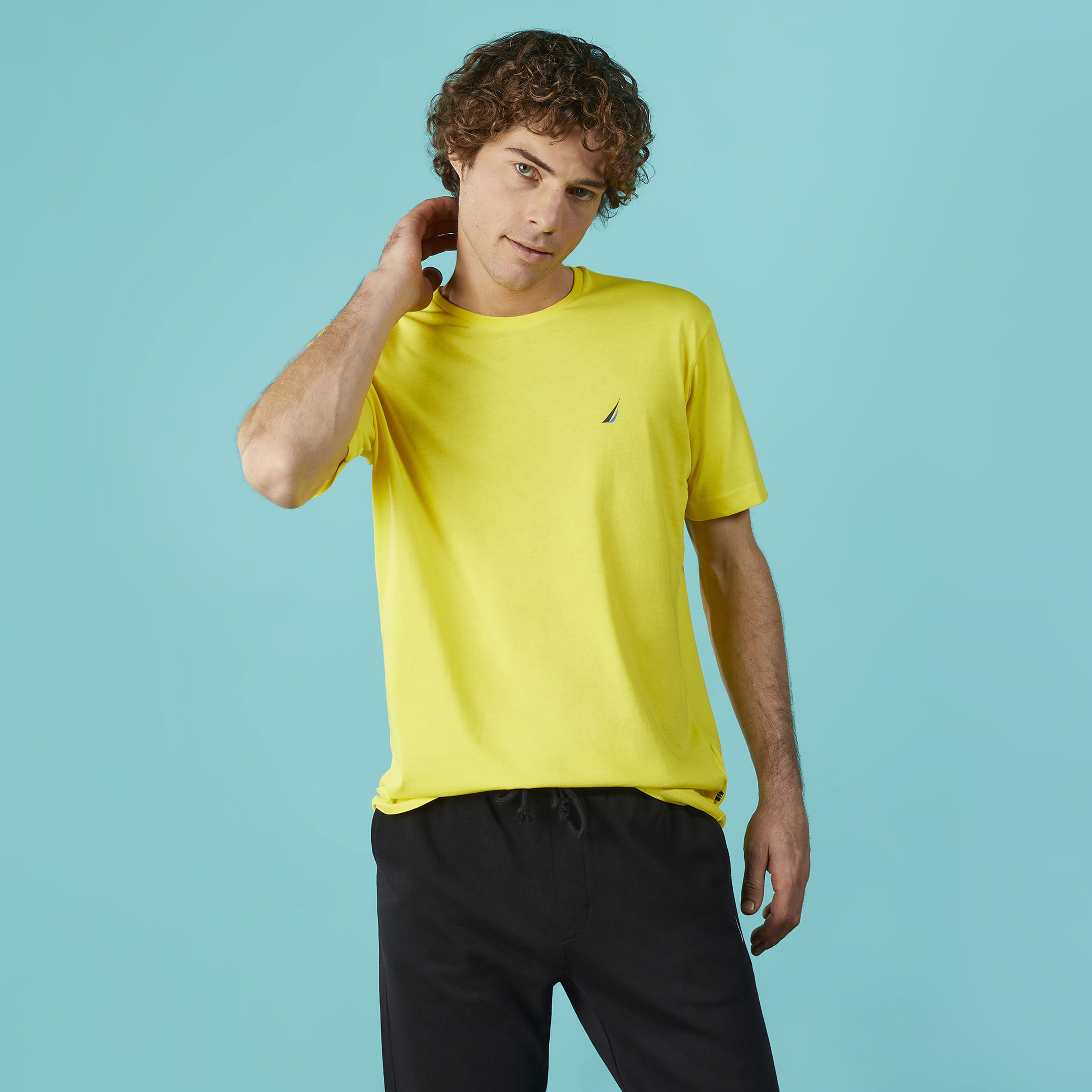 Nautica Erkek Sarı Standart Fit T-Shirt