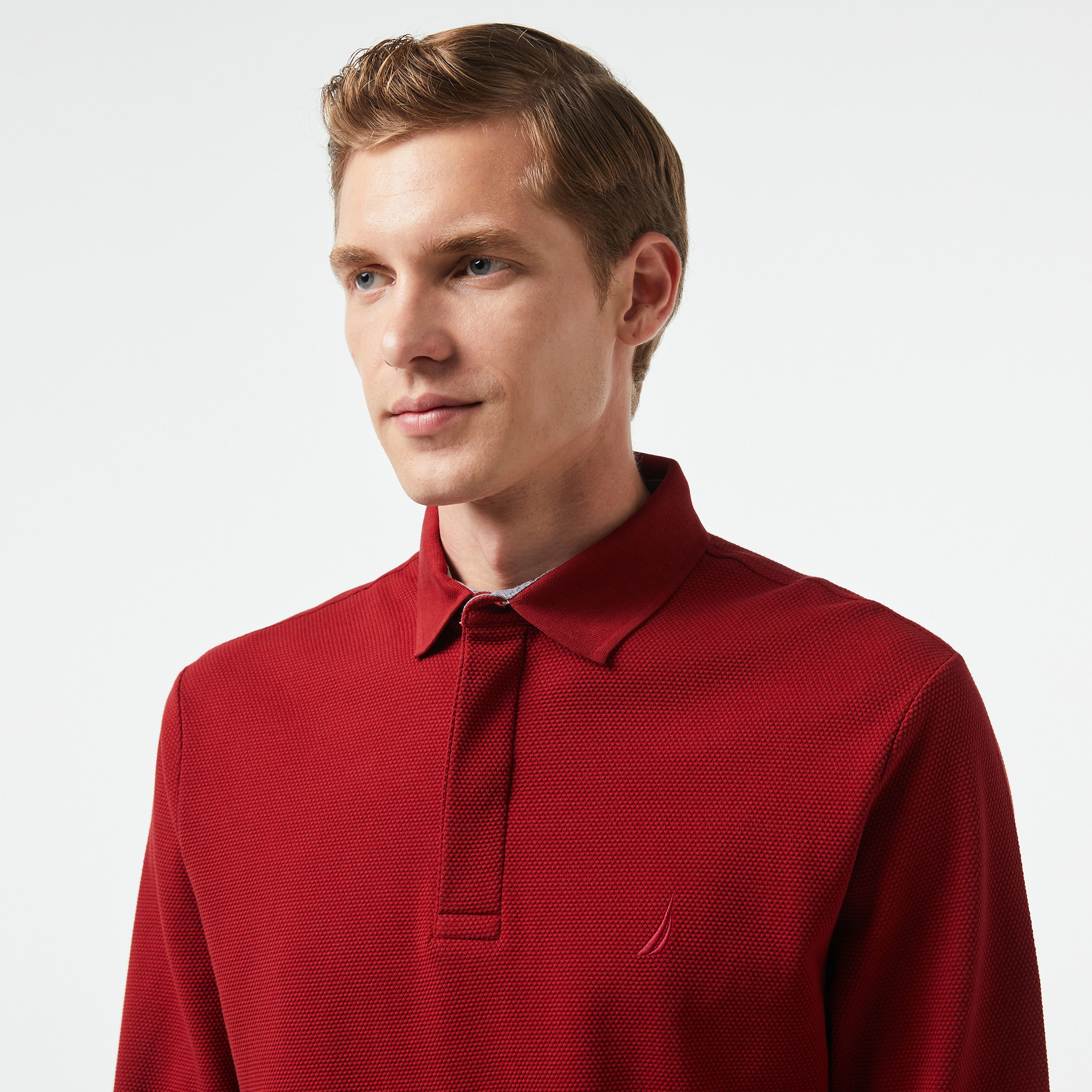 Nautica Erkek Bordo Slim Fit Uzun Kollu Polo Yaka T-Shirt