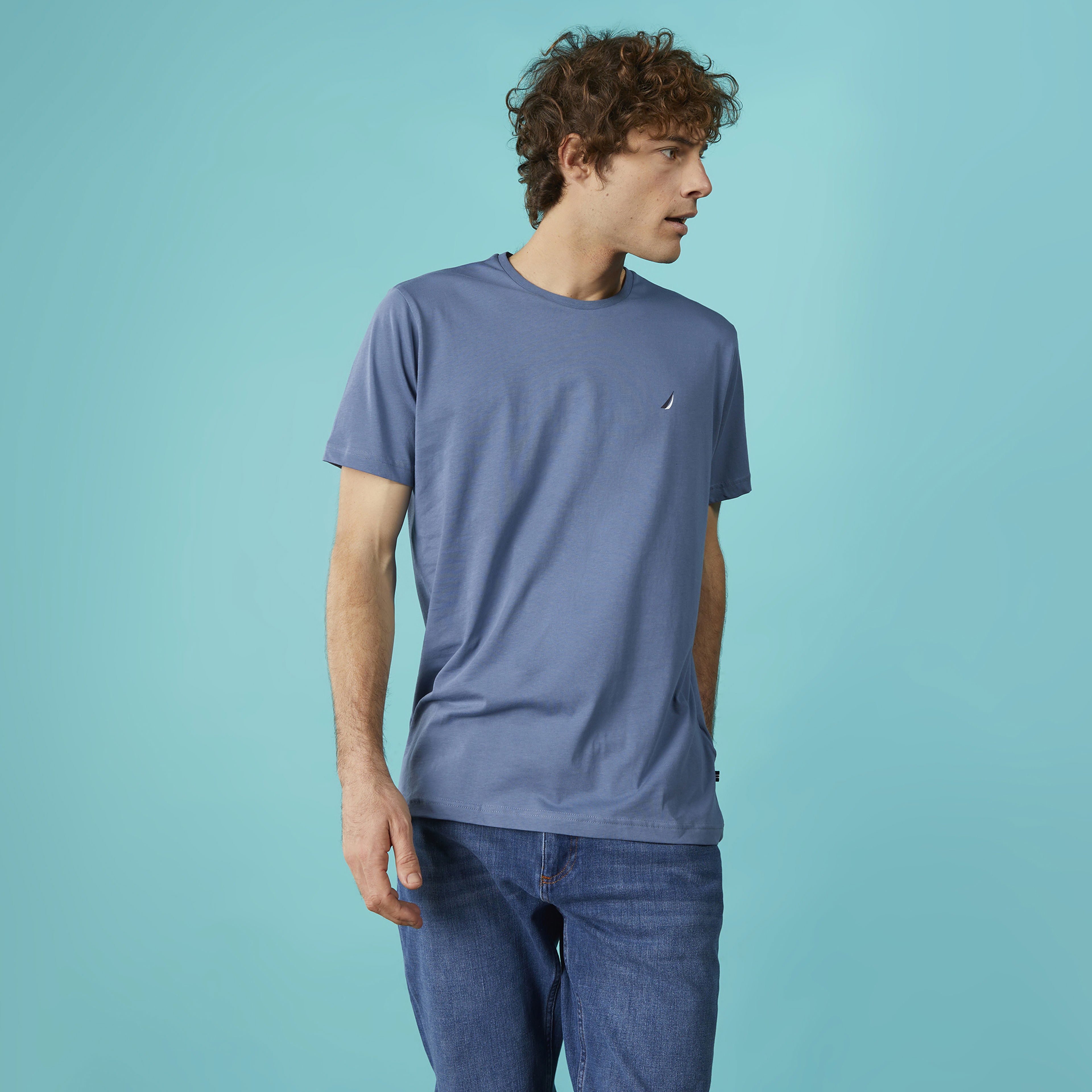 Nautica Erkek Mavi Standart Fit T-Shirt
