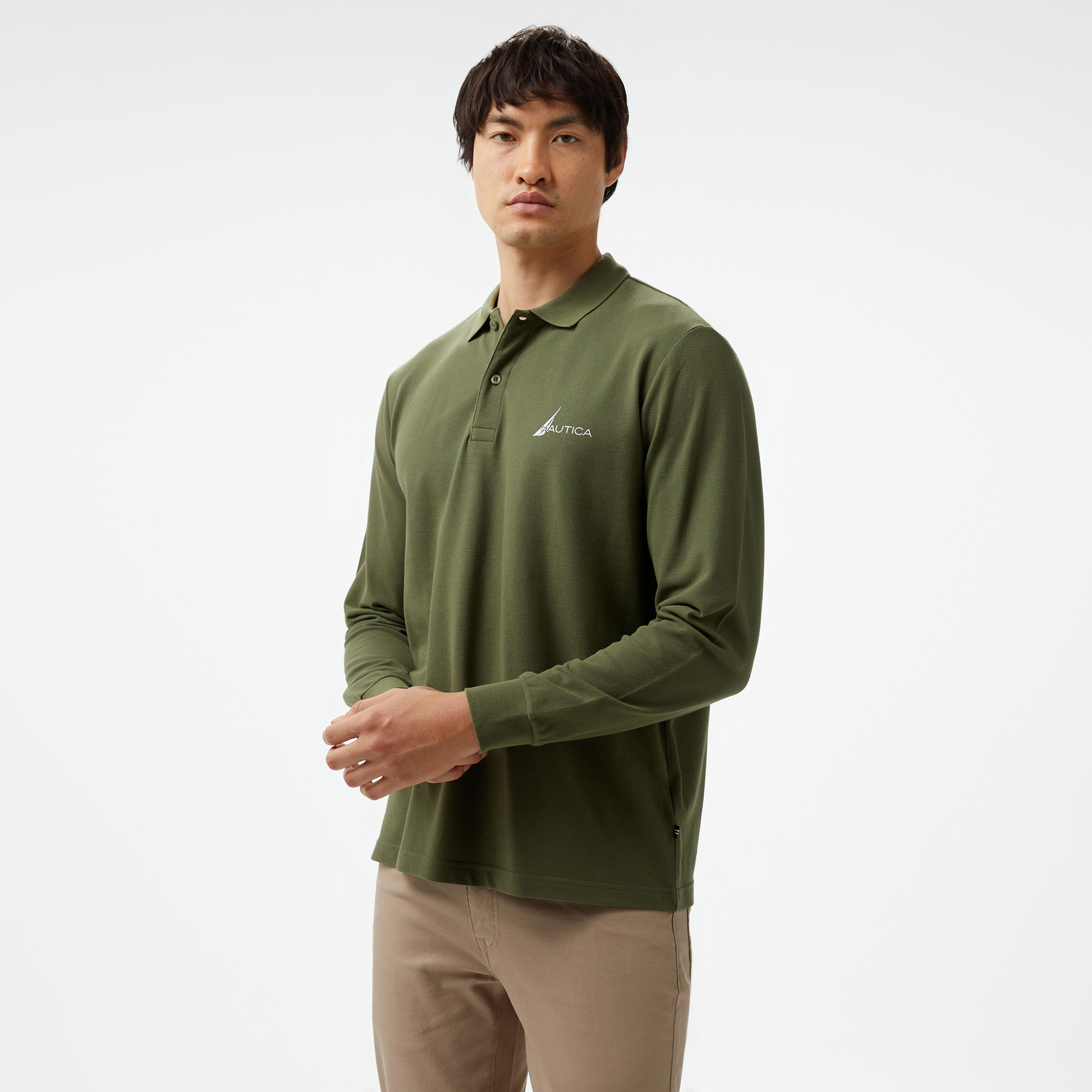 Nautica Erkek Yeşil Classic Fit Uzun Kollu Polo