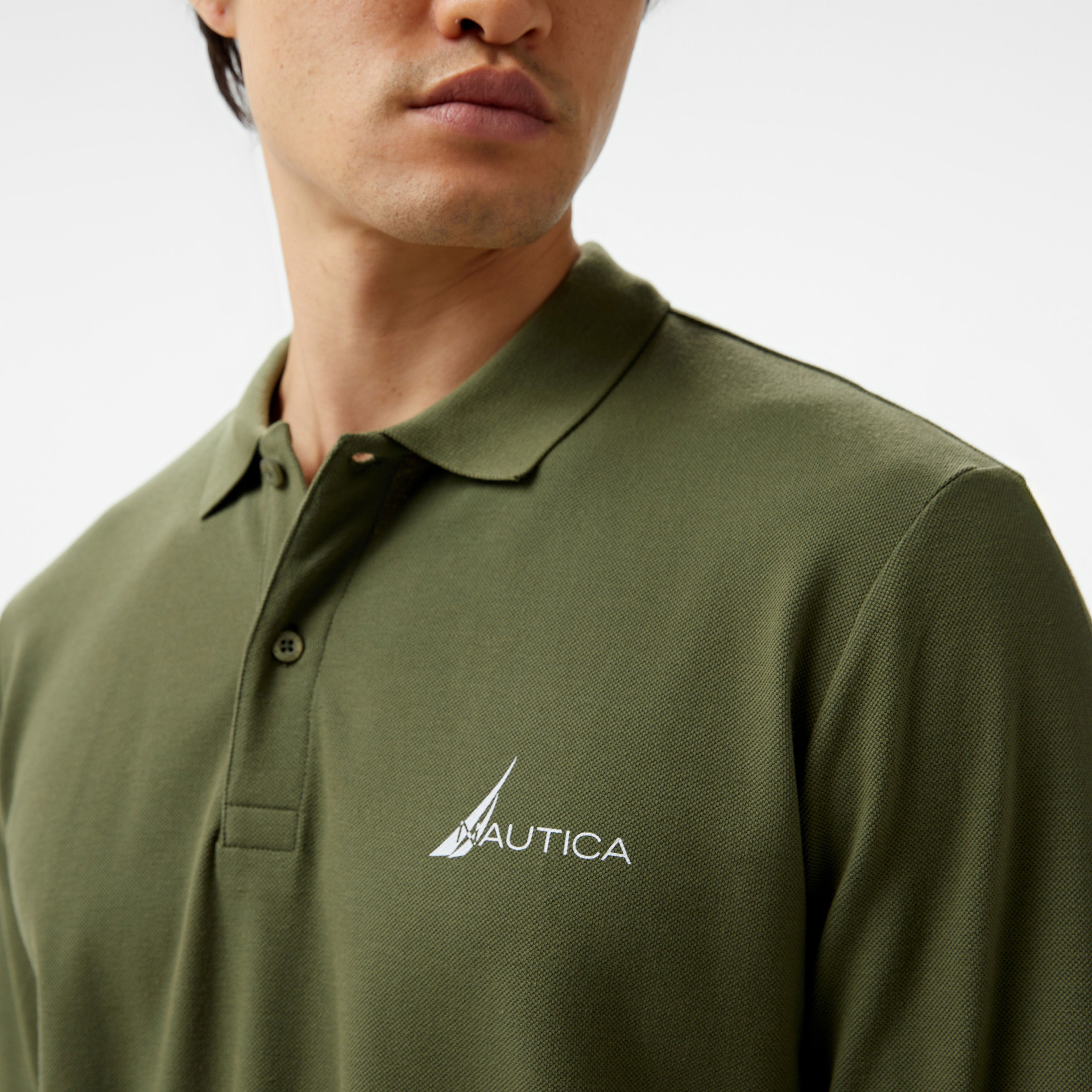 Nautica Erkek Yeşil Classic Fit Uzun Kollu Polo